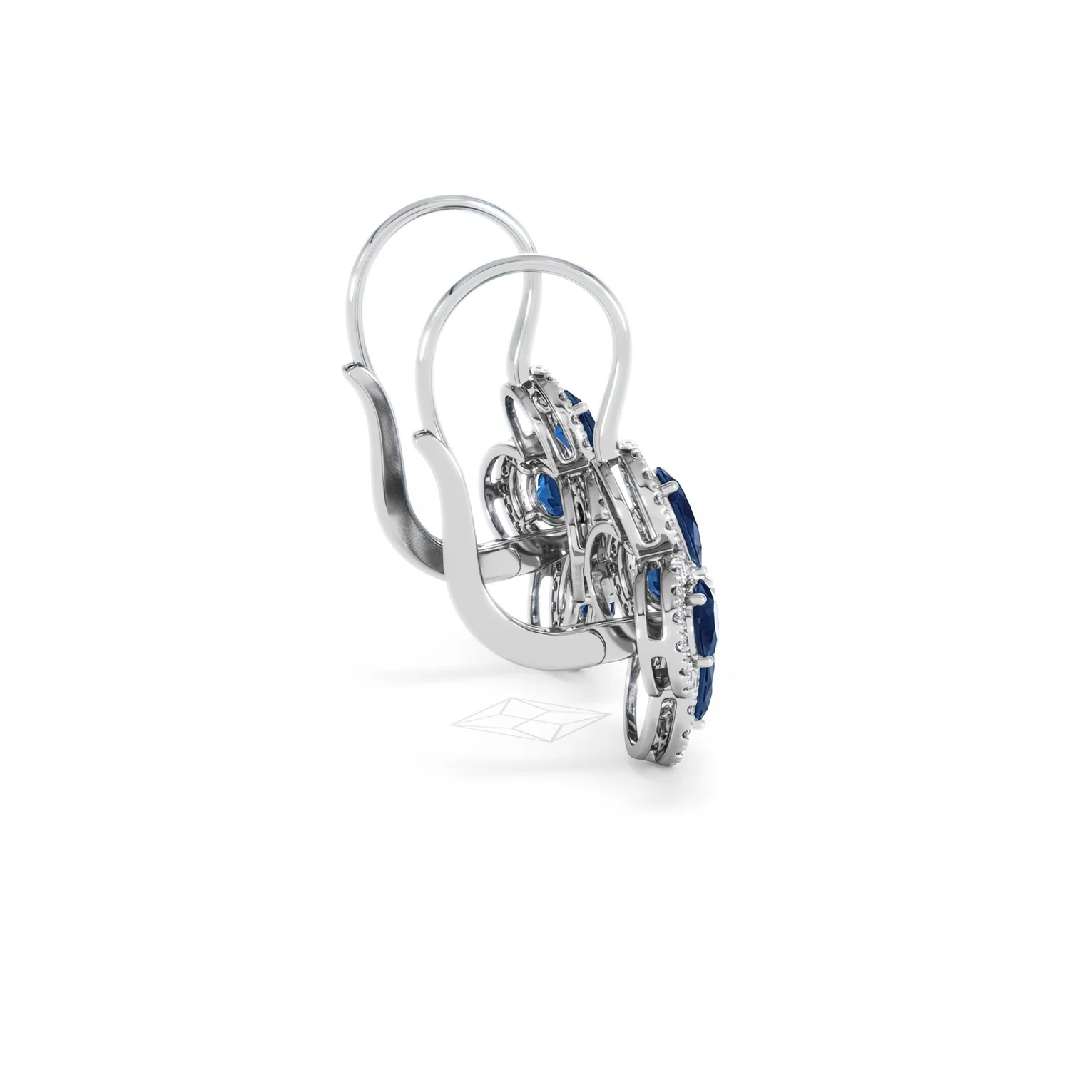 Bloom 4.75ct Lab Sapphire and Lab Diamond Earrings in 18K White Gold - Image 32