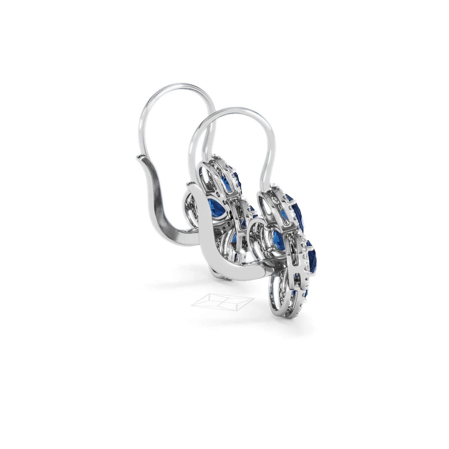 Bloom 4.75ct Lab Sapphire and Lab Diamond Earrings in 18K White Gold - Image 34