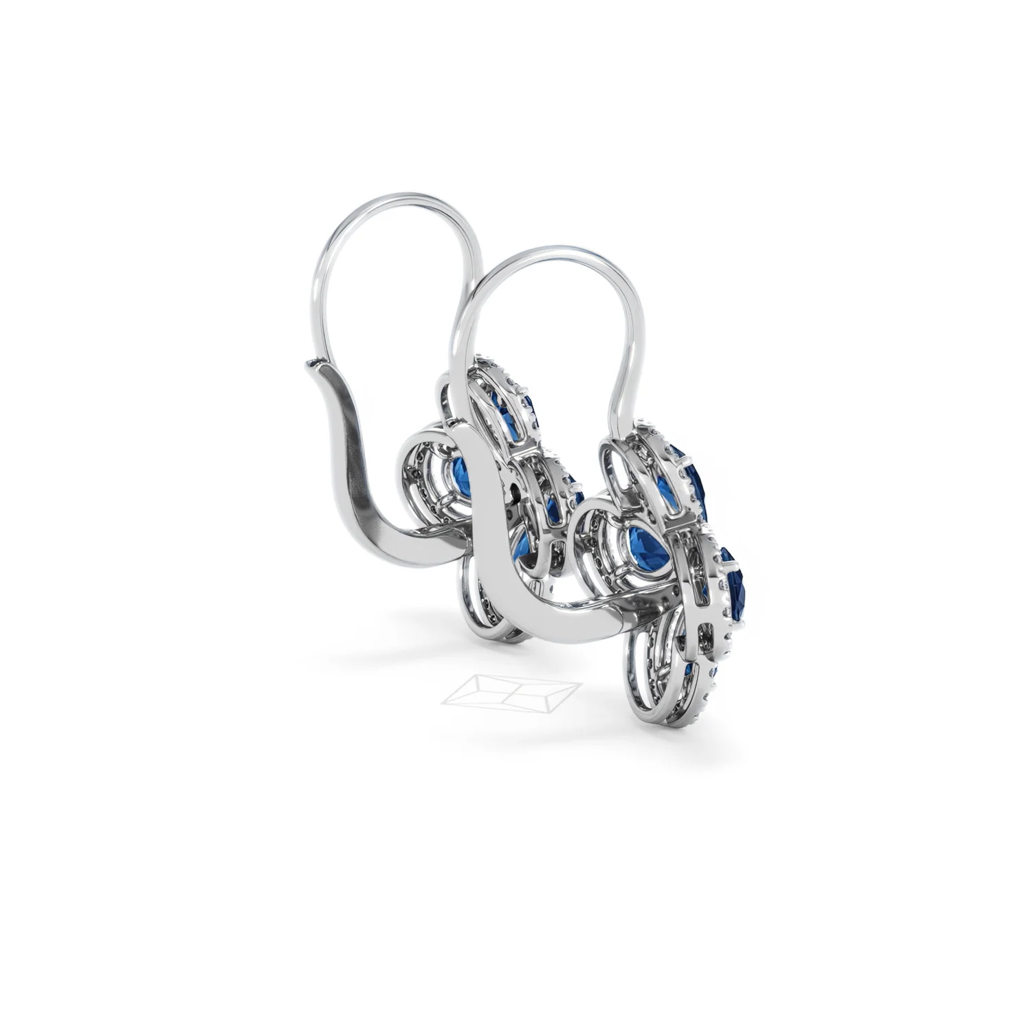 Bloom 4.75ct Lab Sapphire and Lab Diamond Earrings in 18K White Gold - Image 35