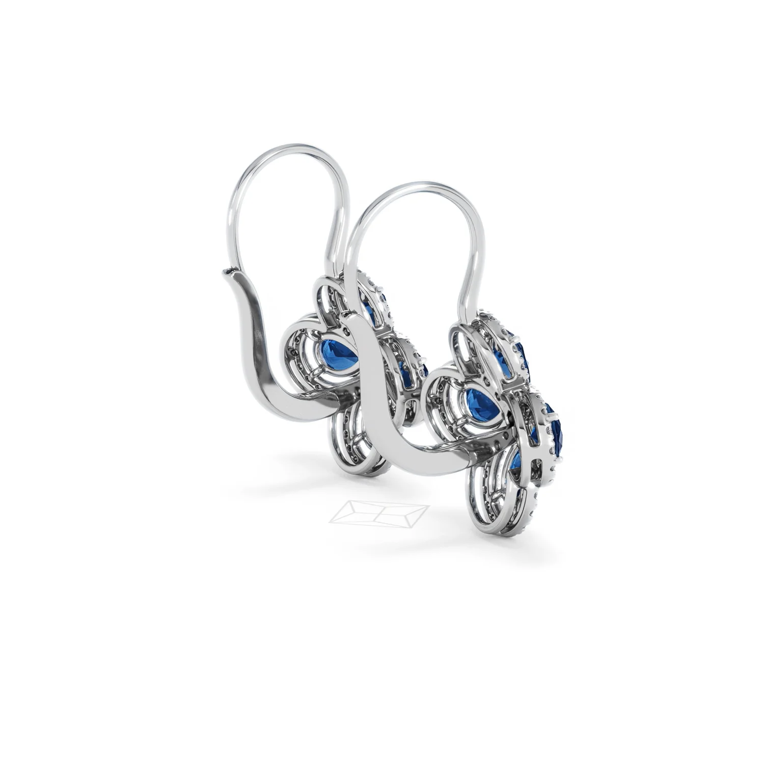 Bloom 4.75ct Lab Sapphire and Lab Diamond Earrings in 18K White Gold - Image 36
