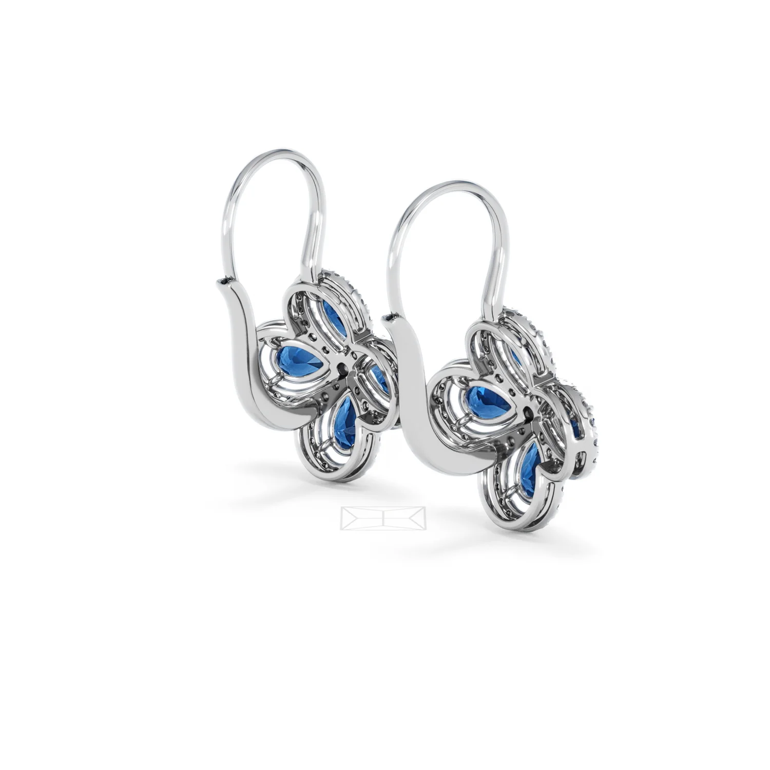 Bloom 4.75ct Lab Sapphire and Lab Diamond Earrings in 18K White Gold - Image 39