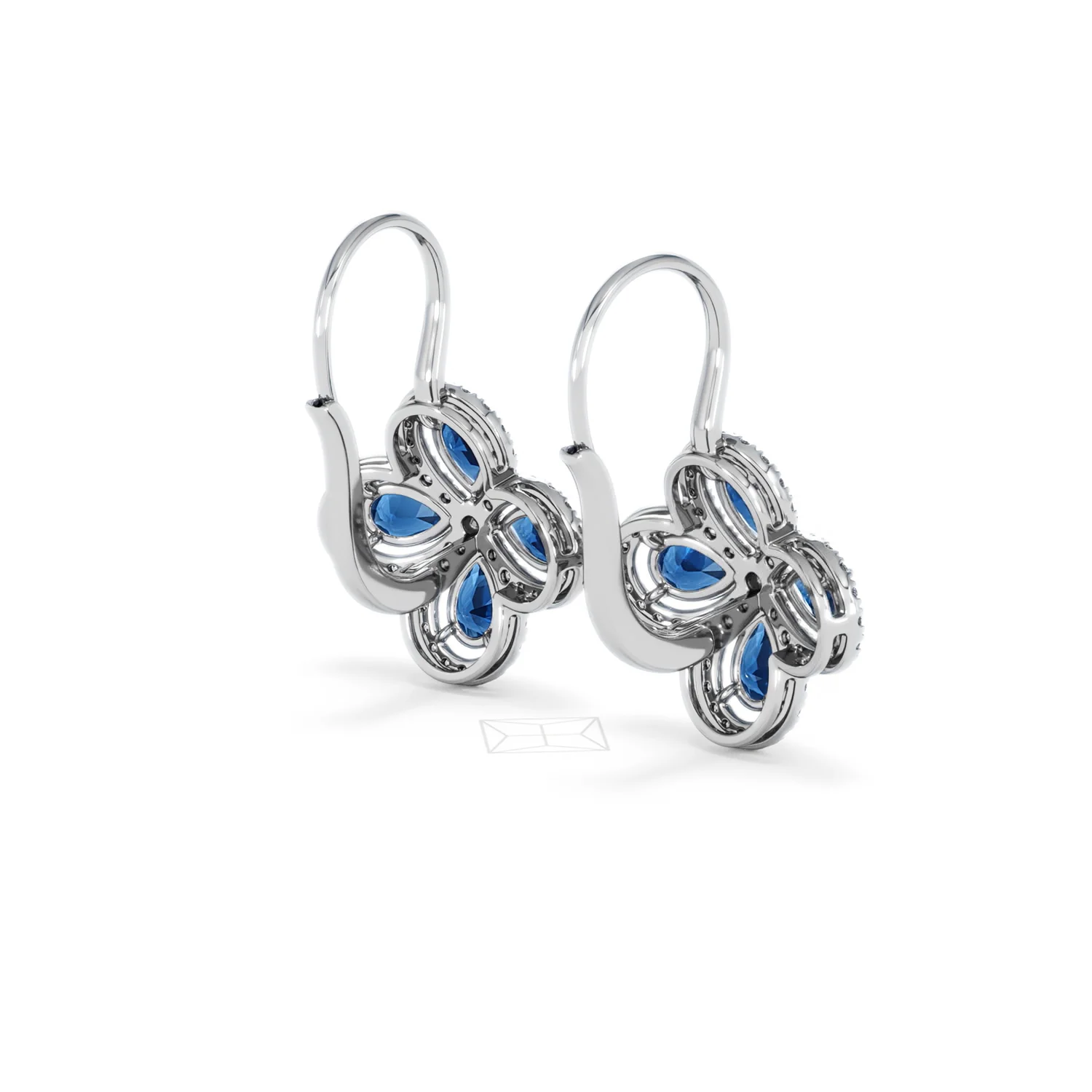 Bloom 4.75ct Lab Sapphire and Lab Diamond Earrings in 18K White Gold - Image 40