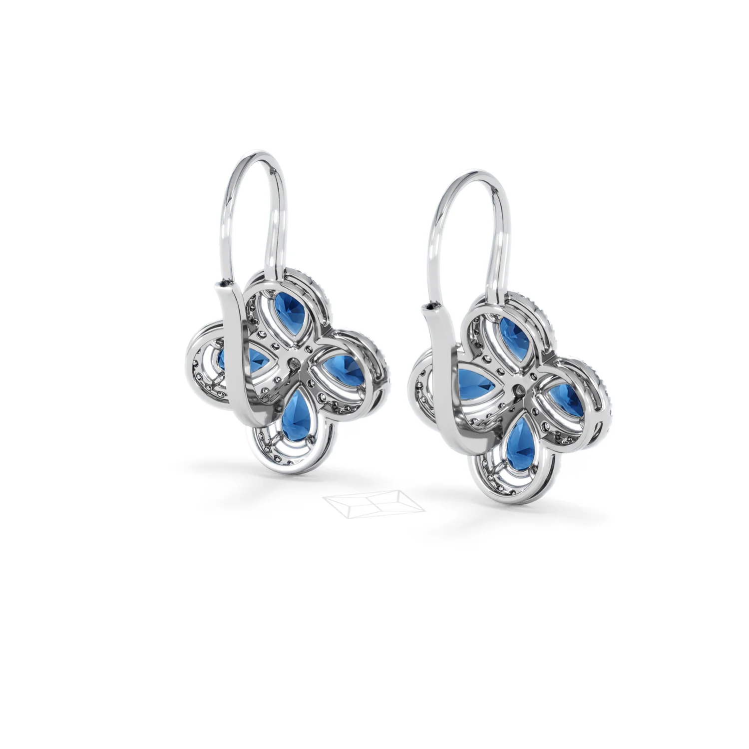 Bloom 4.75ct Lab Sapphire and Lab Diamond Earrings in 18K White Gold - Image 43
