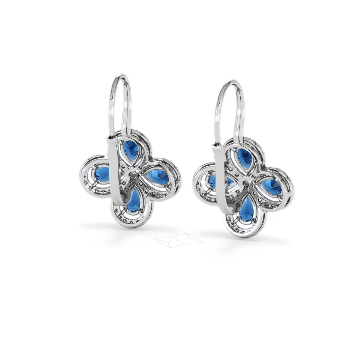 Bloom 4.75ct Lab Sapphire and Lab Diamond Earrings in 18K White Gold - Image 45