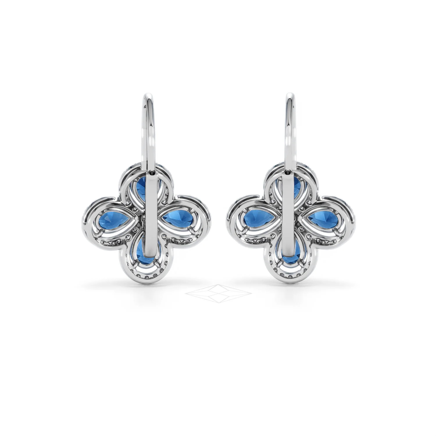 Bloom 4.75ct Lab Sapphire and Lab Diamond Earrings in 18K White Gold - Image 49