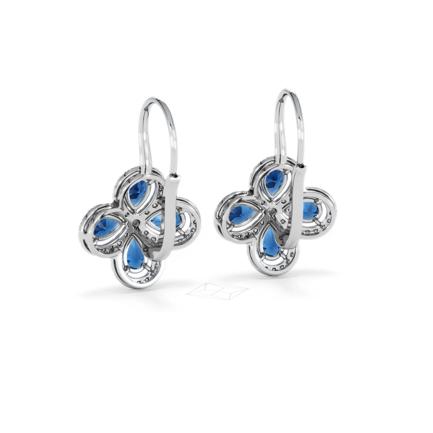 Bloom 4.75ct Lab Sapphire and Lab Diamond Earrings in 18K White Gold - Image 53