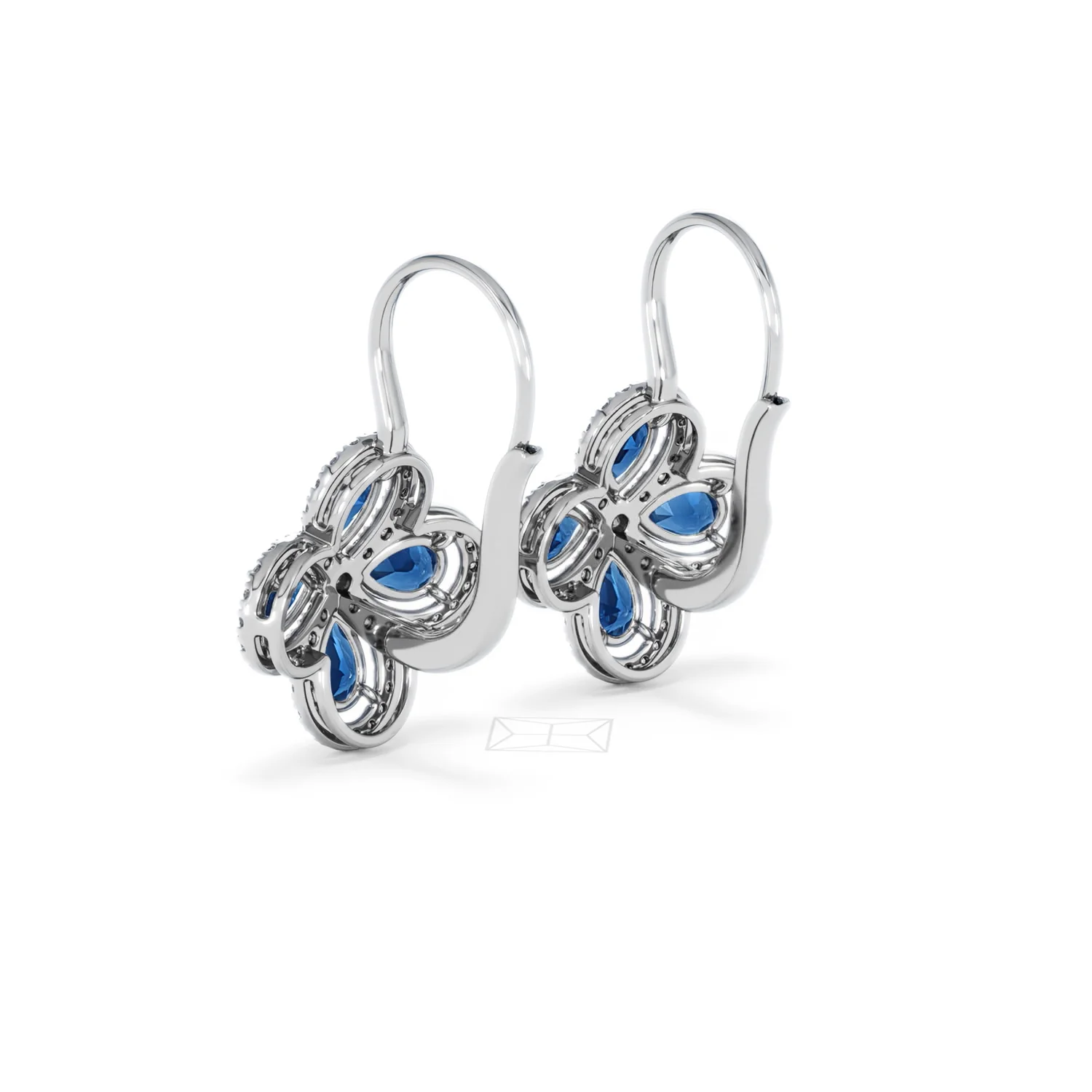 Bloom 4.75ct Lab Sapphire and Lab Diamond Earrings in 18K White Gold - Image 58