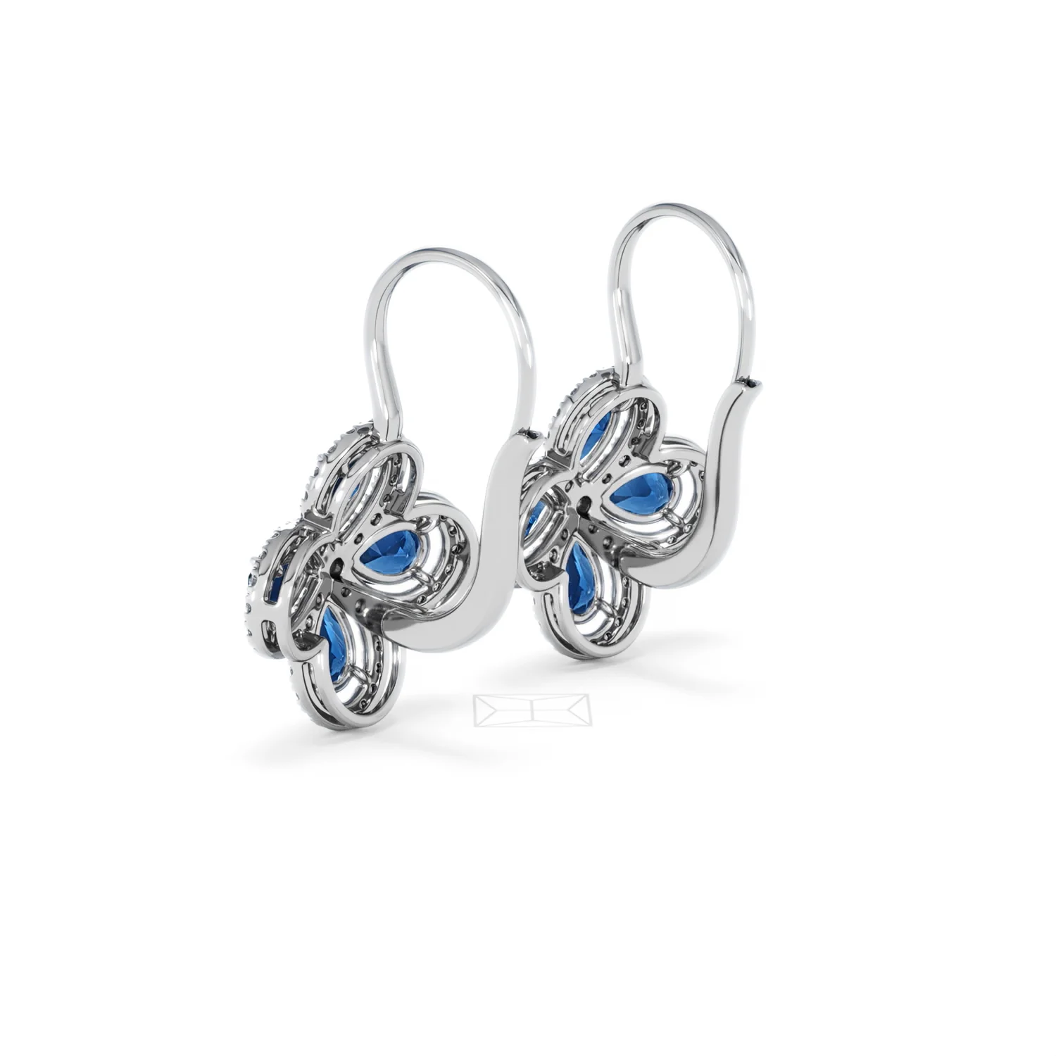 Bloom 4.75ct Lab Sapphire and Lab Diamond Earrings in 18K White Gold - Image 59