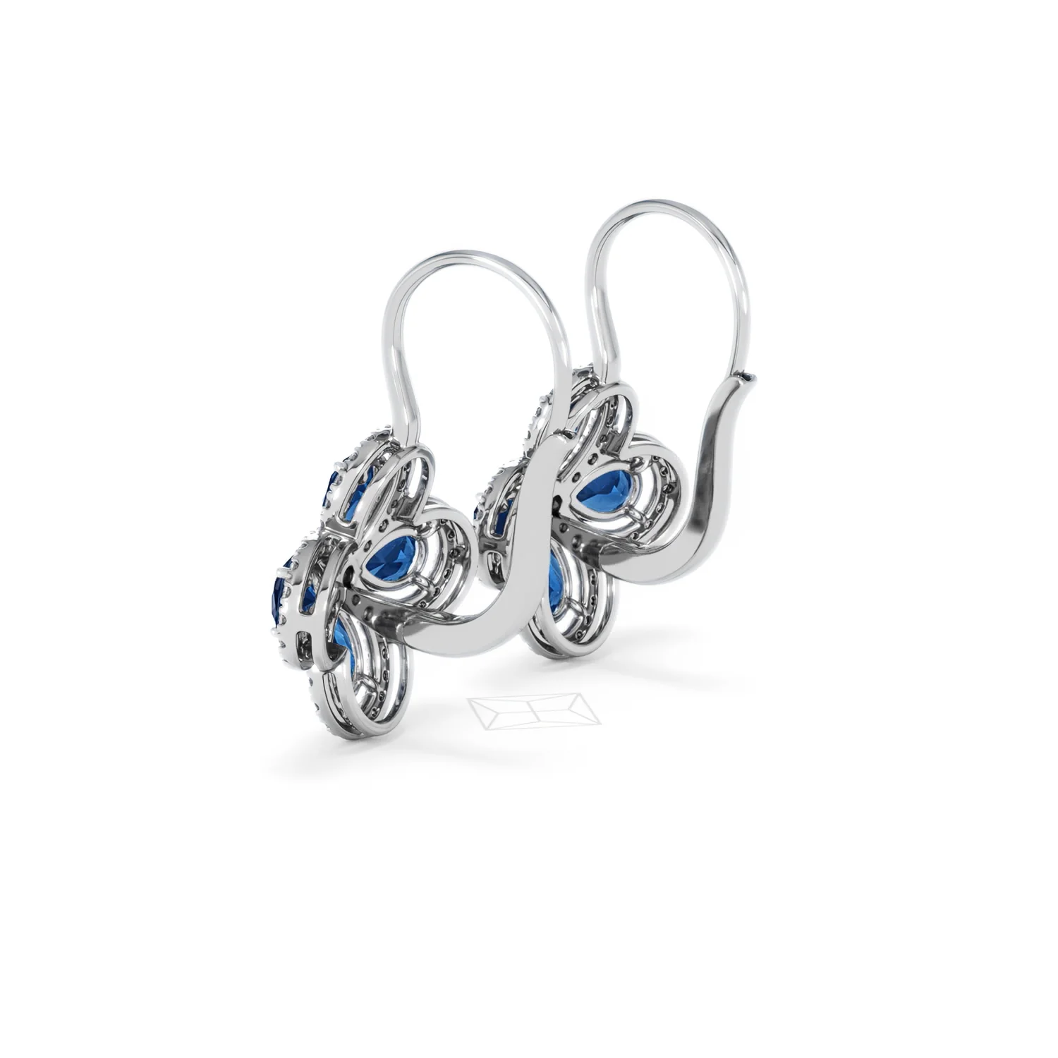 Bloom 4.75ct Lab Sapphire and Lab Diamond Earrings in 18K White Gold - Image 61