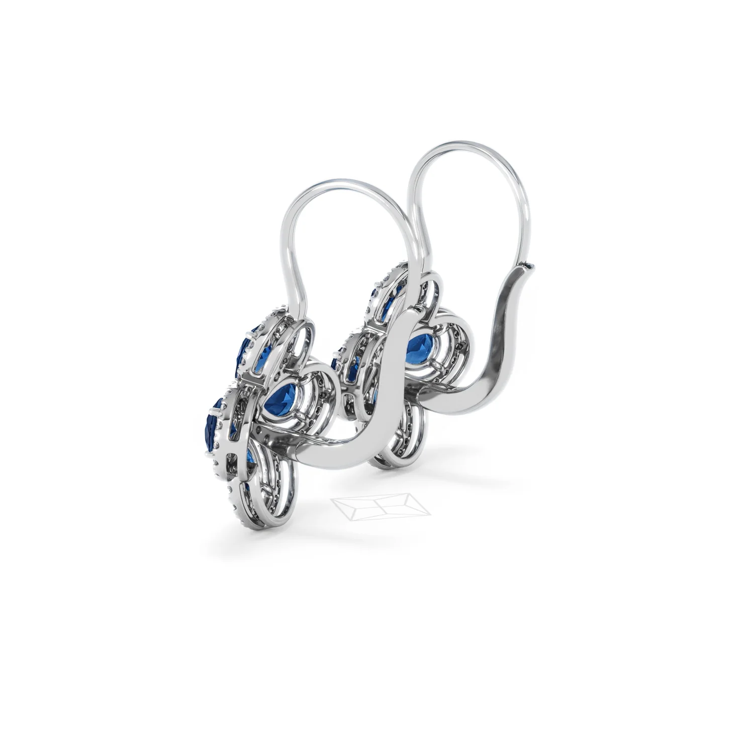 Bloom 4.75ct Lab Sapphire and Lab Diamond Earrings in 18K White Gold - Image 62