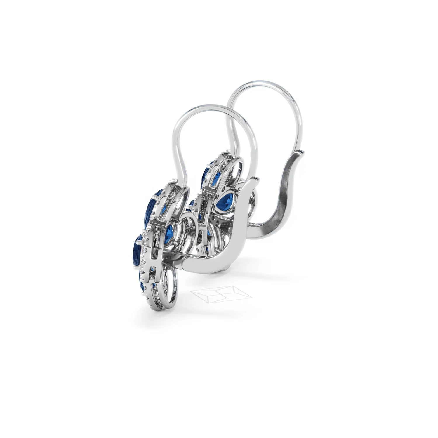 Bloom 4.75ct Lab Sapphire and Lab Diamond Earrings in 18K White Gold - Image 64