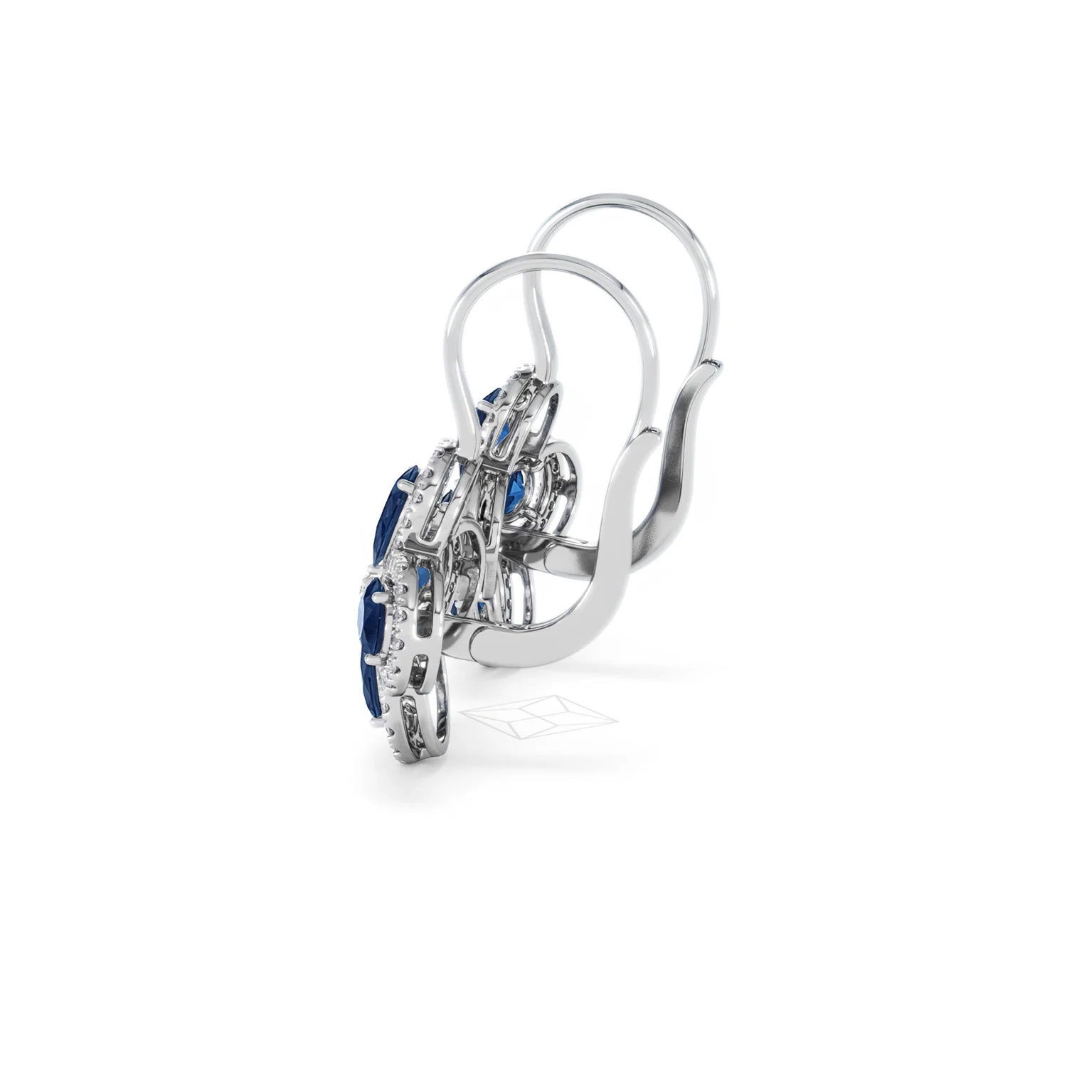 Bloom 4.75ct Lab Sapphire and Lab Diamond Earrings in 18K White Gold - Image 66