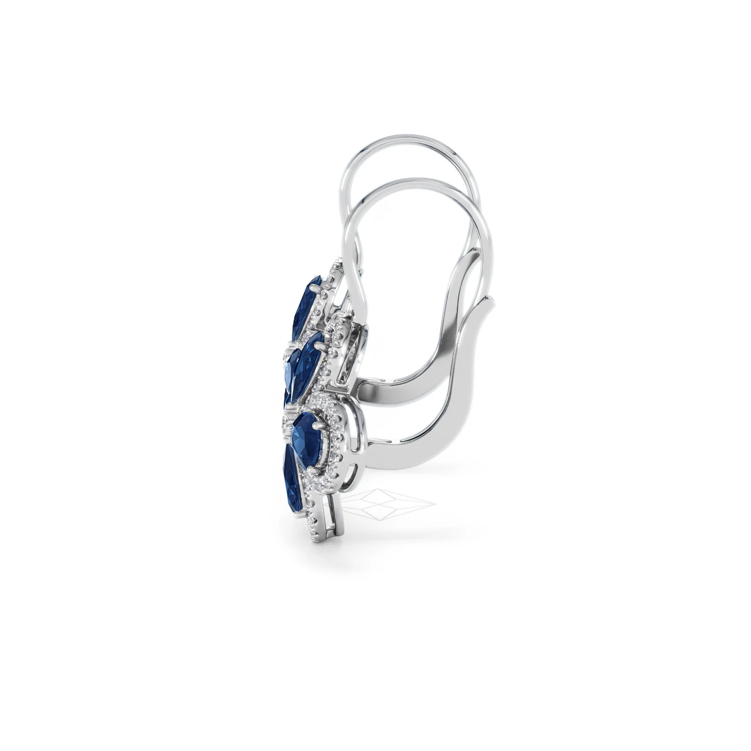 Bloom 4.75ct Lab Sapphire and Lab Diamond Earrings in 18K White Gold - Image 69