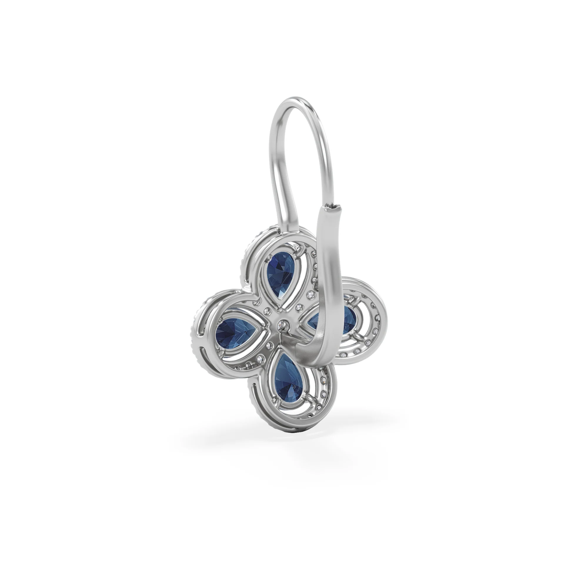 Bloom 4.75ct Lab Sapphire and Lab Diamond Earrings in 18K White Gold - Image 7