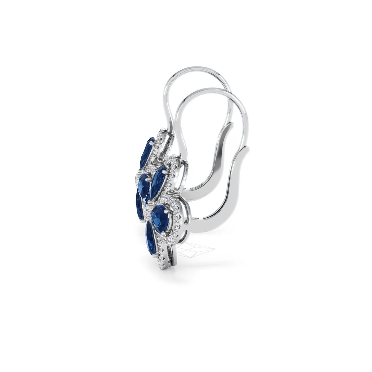 Bloom 4.75ct Lab Sapphire and Lab Diamond Earrings in 18K White Gold - Image 70