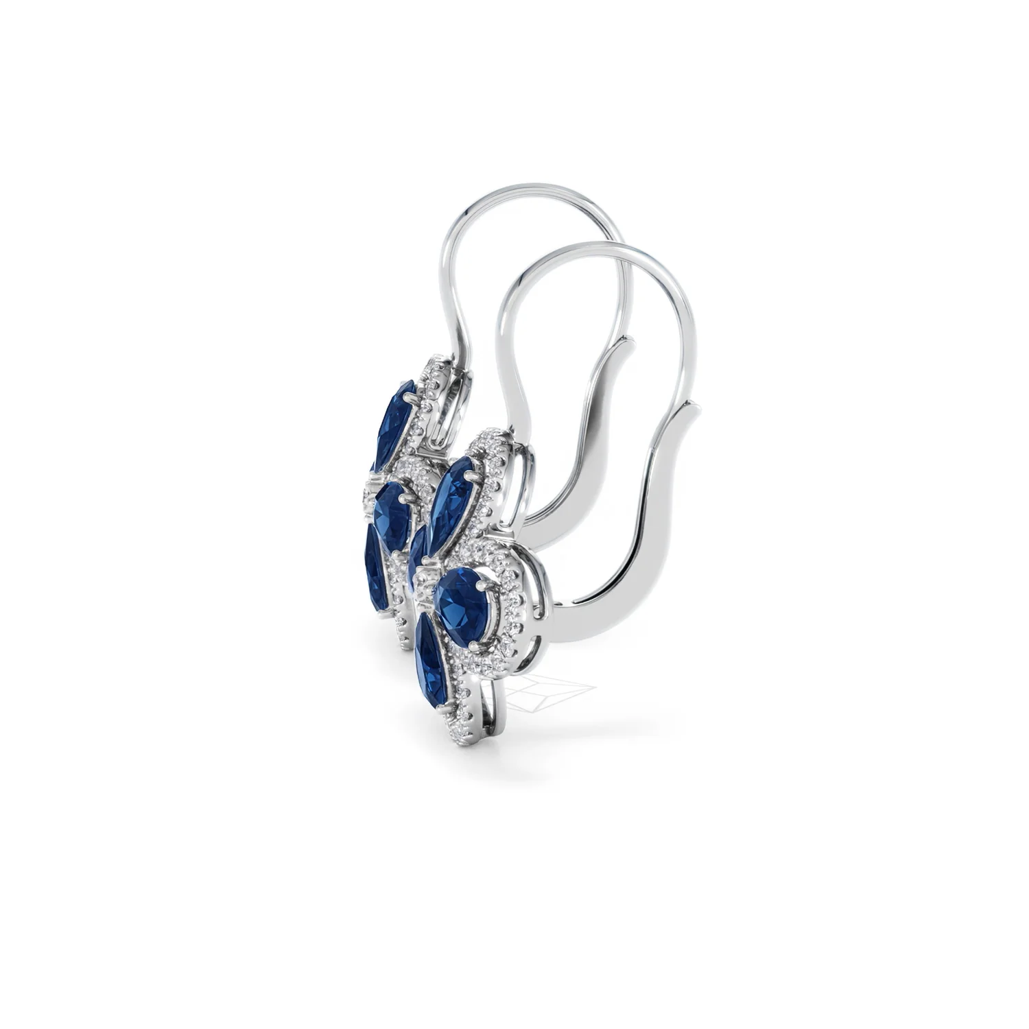 Bloom 4.75ct Lab Sapphire and Lab Diamond Earrings in 18K White Gold - Image 71