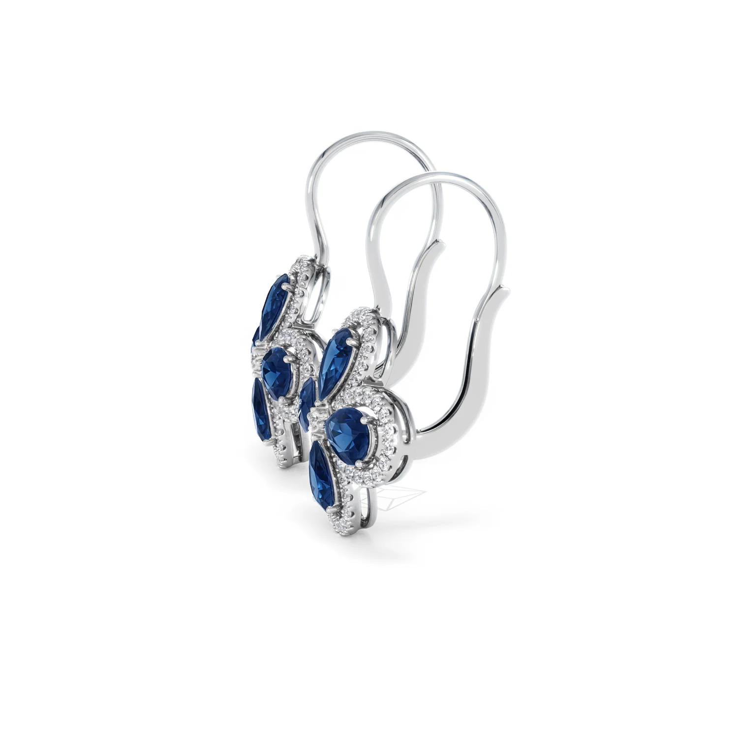 Bloom 4.75ct Lab Sapphire and Lab Diamond Earrings in 18K White Gold - Image 72
