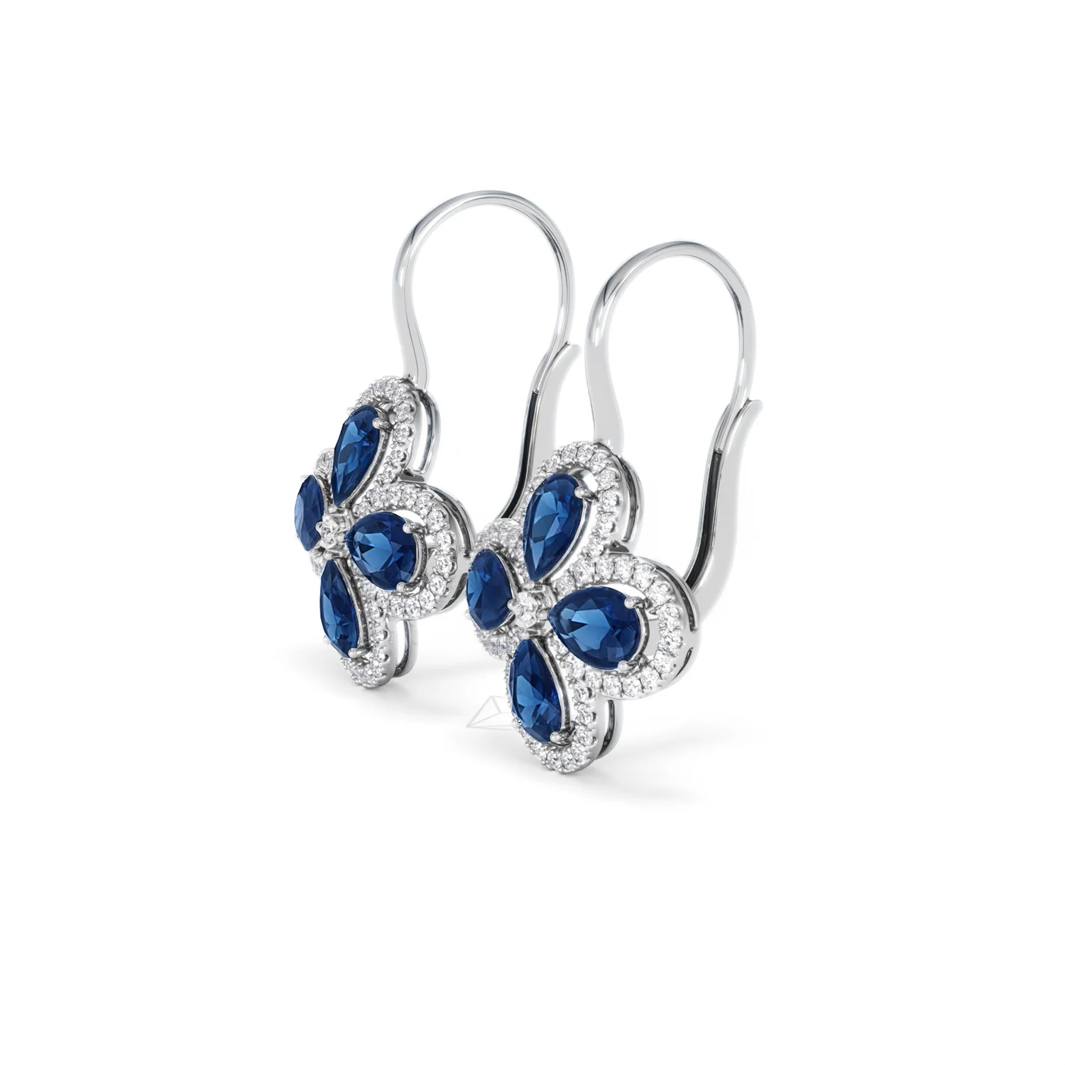 Bloom 4.75ct Lab Sapphire and Lab Diamond Earrings in 18K White Gold - Image 76