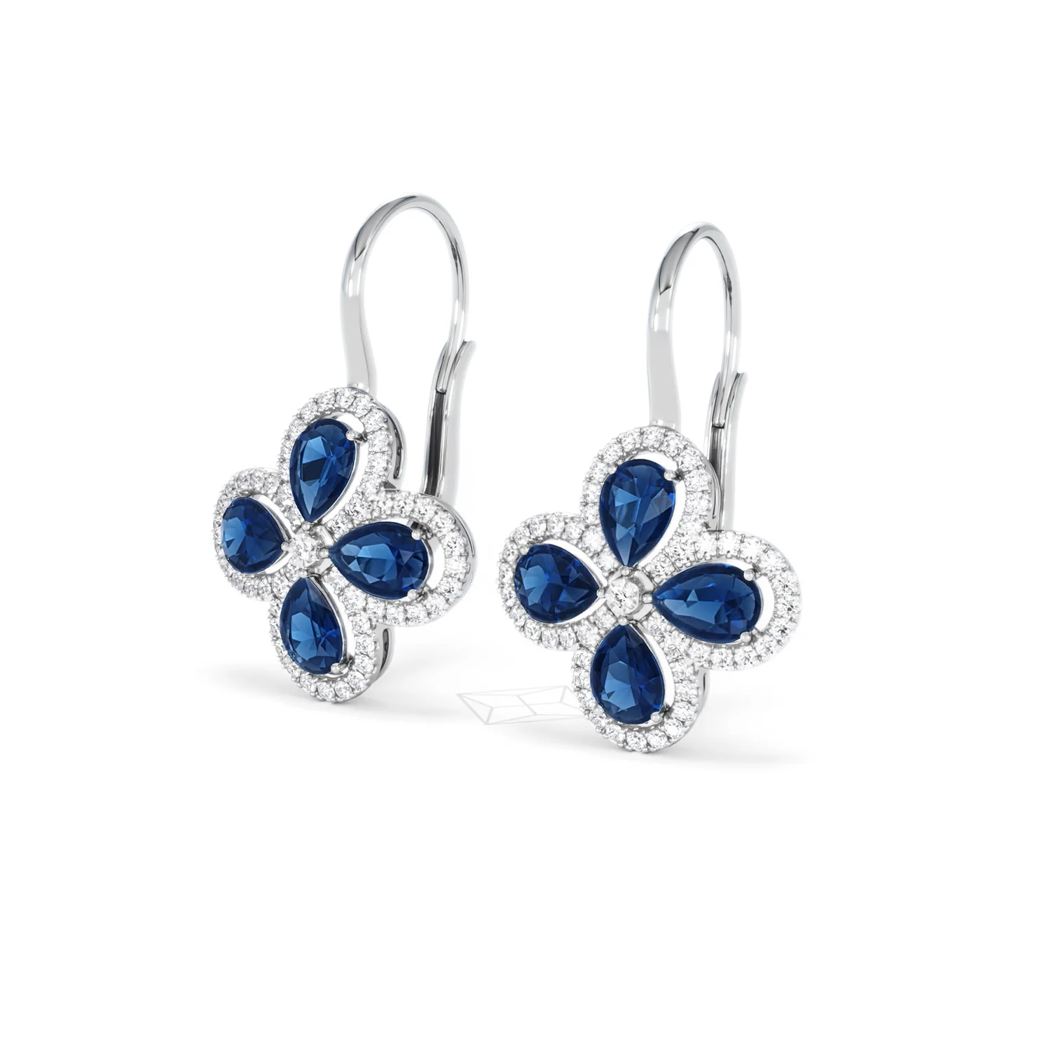 Bloom 4.75ct Lab Sapphire and Lab Diamond Earrings in 18K White Gold - Image 82