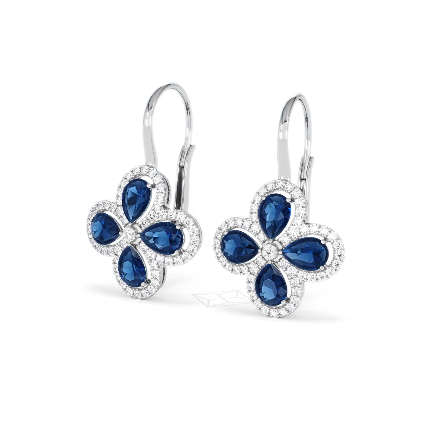 Bloom 4.75ct Lab Sapphire and Lab Diamond Earrings in 18K White Gold - Image 83