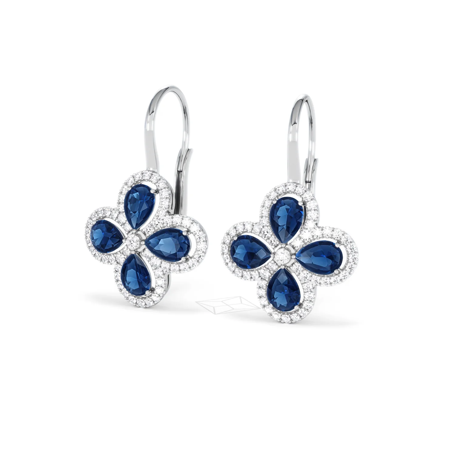 Bloom 4.75ct Lab Sapphire and Lab Diamond Earrings in 18K White Gold - Image 84