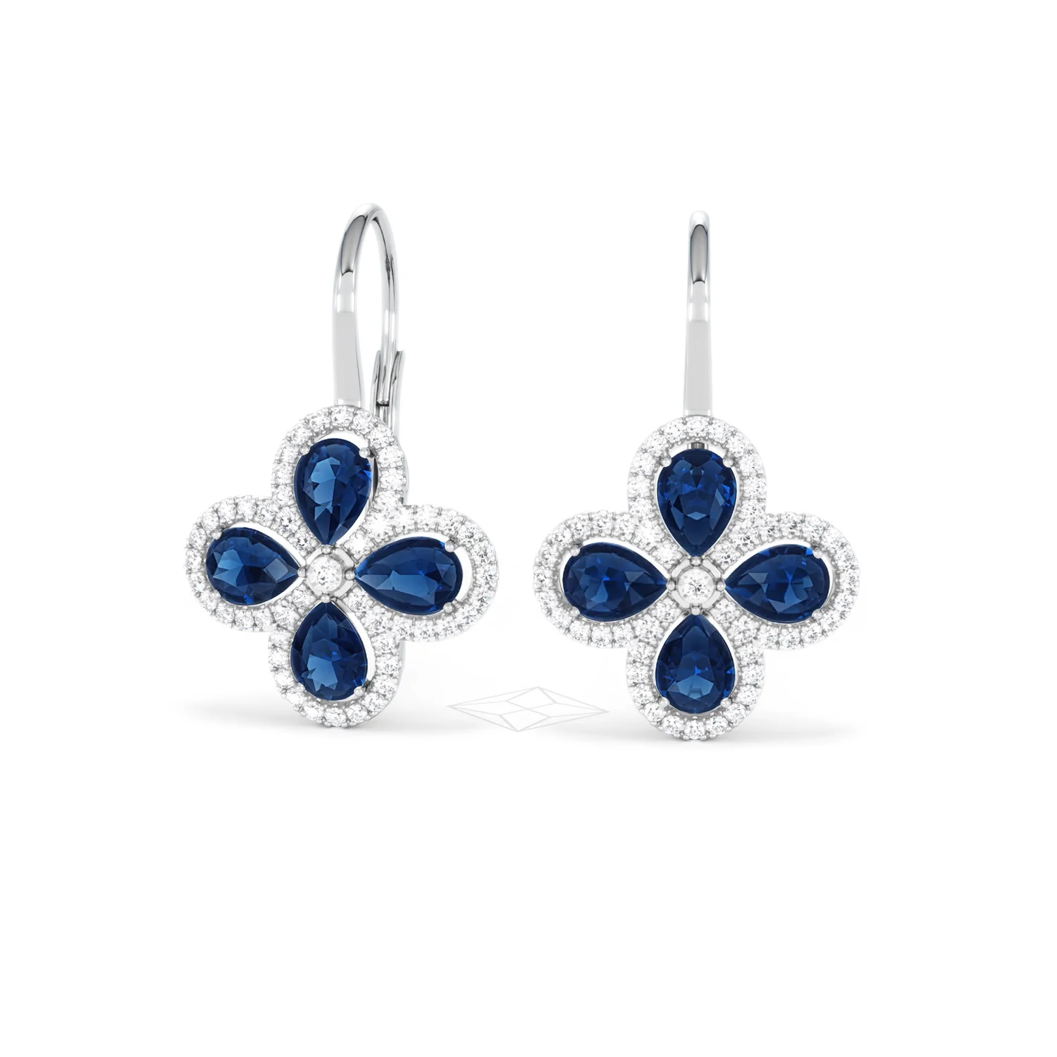 Bloom 4.75ct Lab Sapphire and Lab Diamond Earrings in 18K White Gold - Image 87