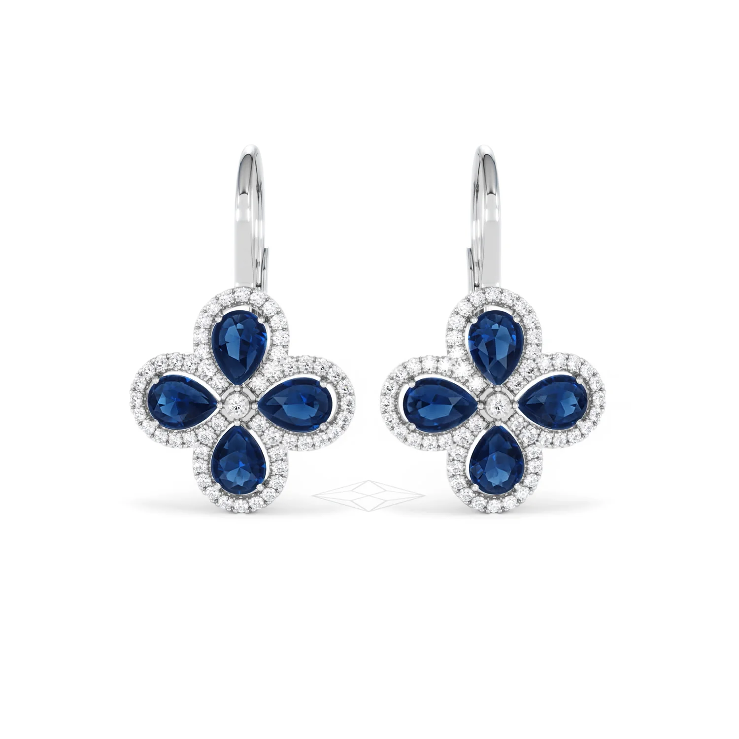 Bloom 4.75ct Lab Sapphire and Lab Diamond Earrings in 18K White Gold - Image 9