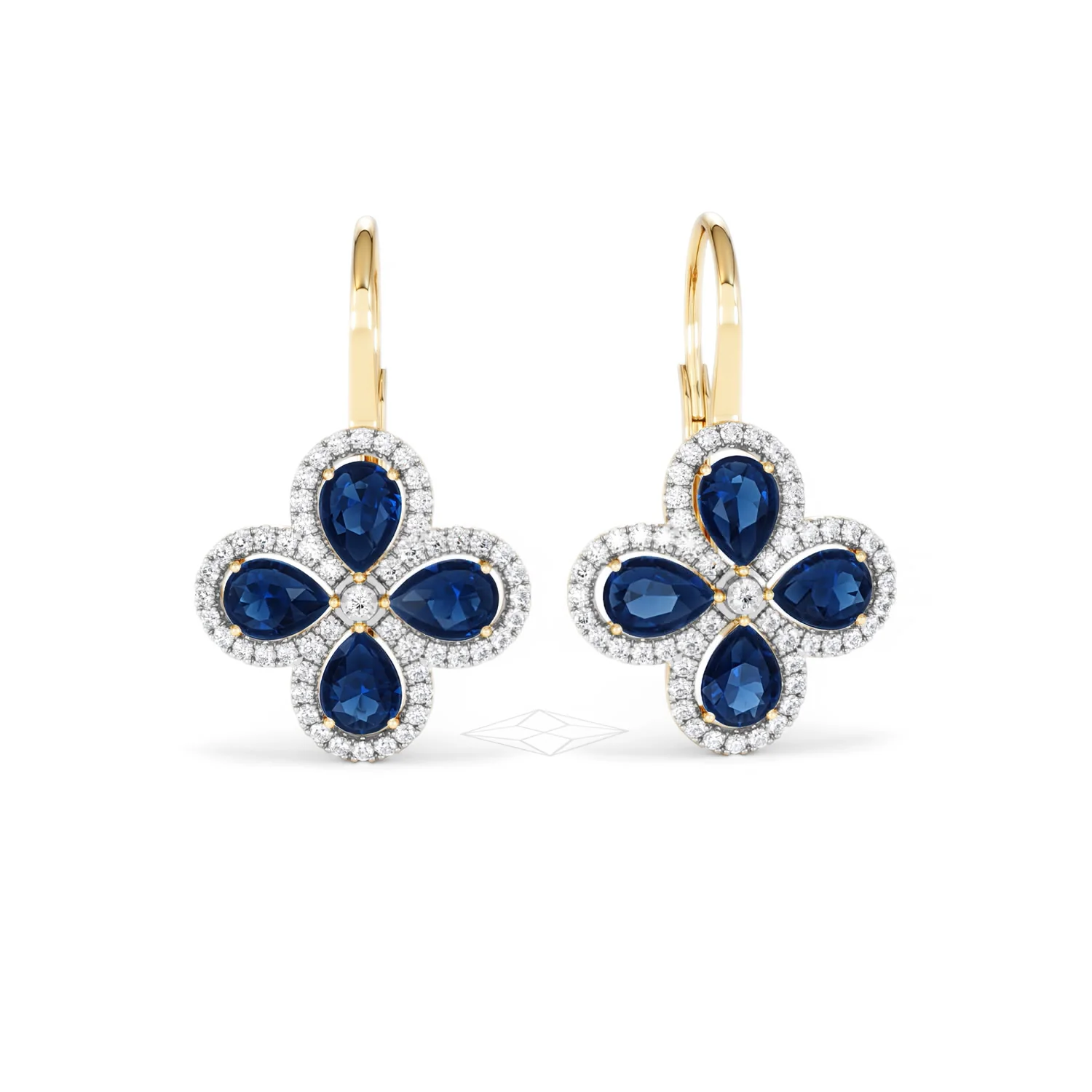 Bloom 4.75ct Lab Sapphire and Lab Diamond Earrings in 18K Yellow Gold - Image 10