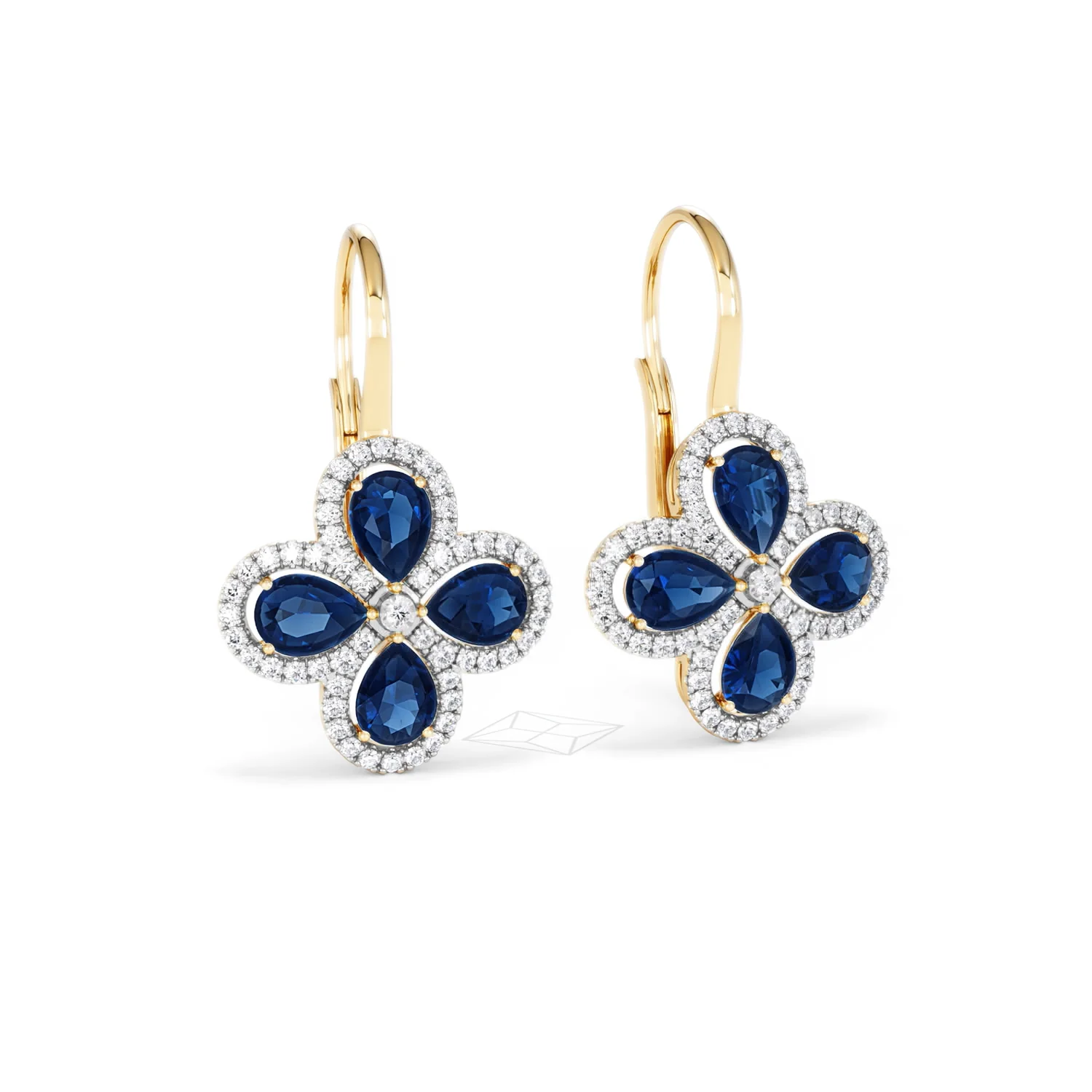 Bloom 4.75ct Lab Sapphire and Lab Diamond Earrings in 18K Yellow Gold - Image 13