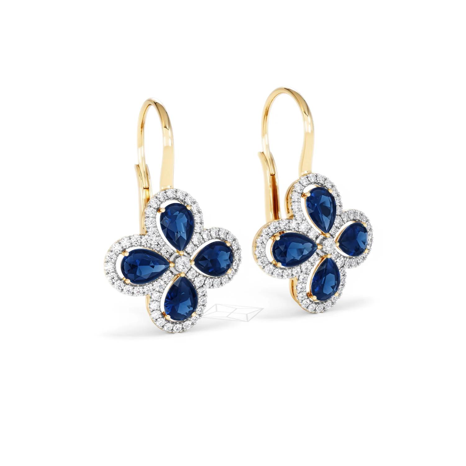 Bloom 4.75ct Lab Sapphire and Lab Diamond Earrings in 18K Yellow Gold - Image 15
