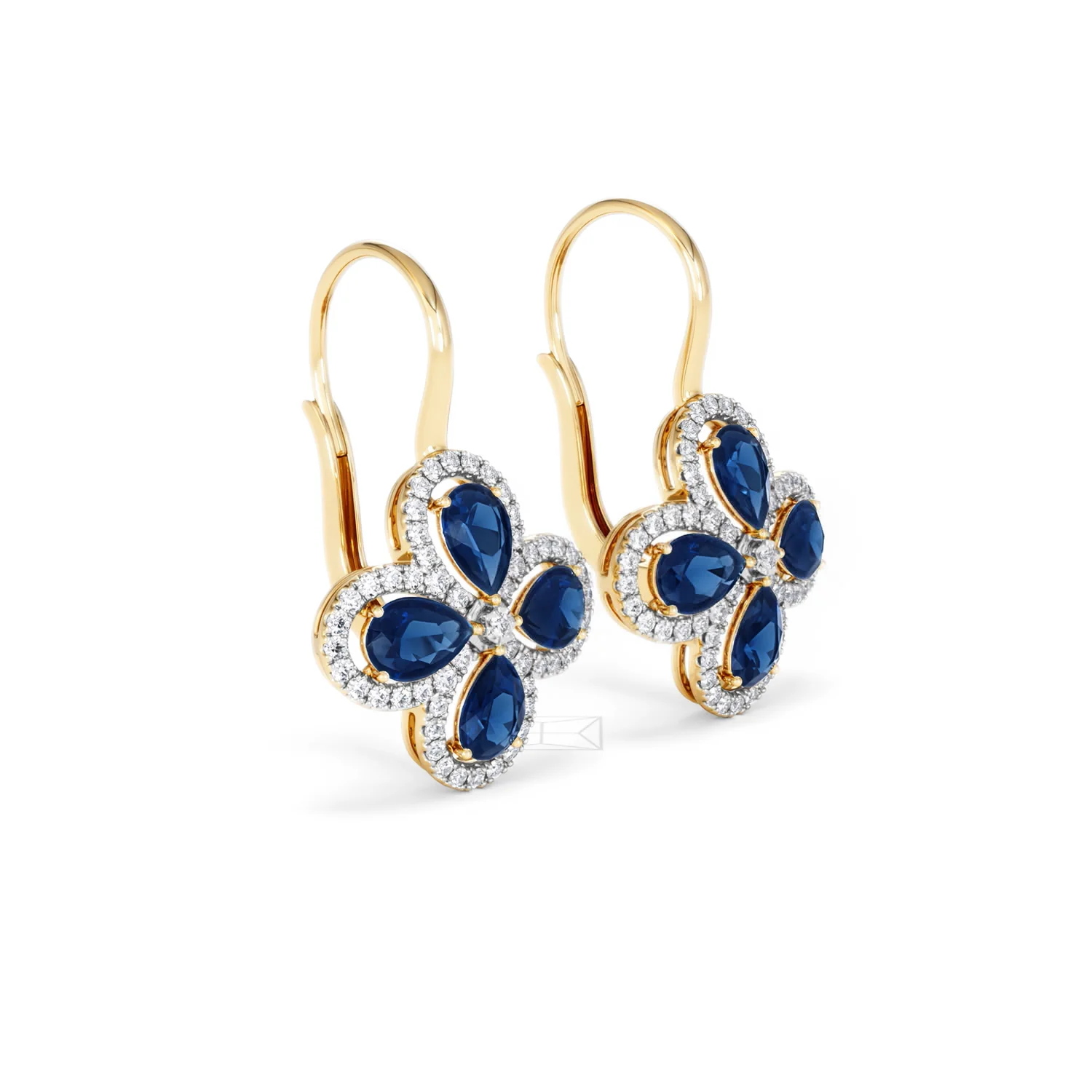 Bloom 4.75ct Lab Sapphire and Lab Diamond Earrings in 18K Yellow Gold - Image 19
