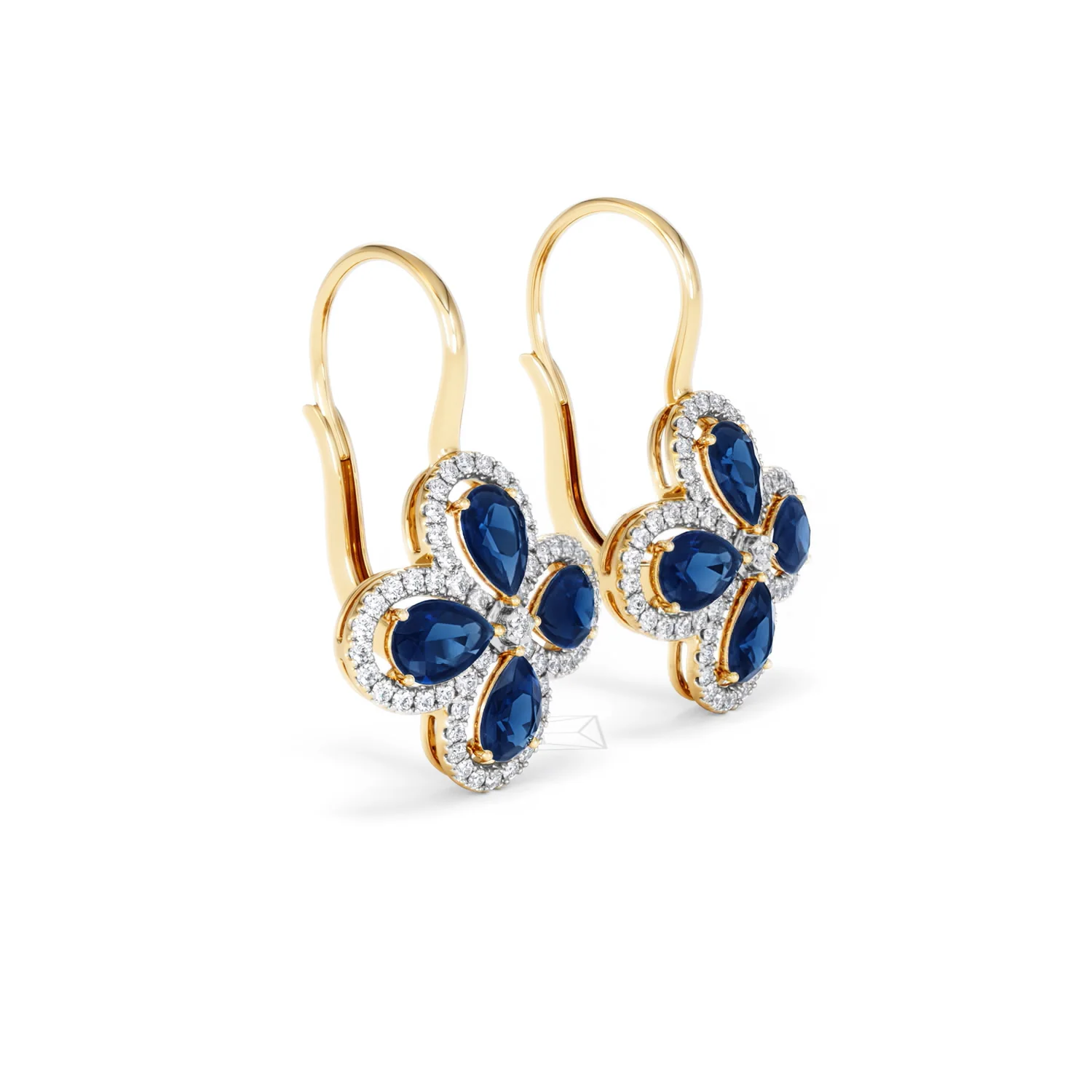 Bloom 4.75ct Lab Sapphire and Lab Diamond Earrings in 18K Yellow Gold - Image 20