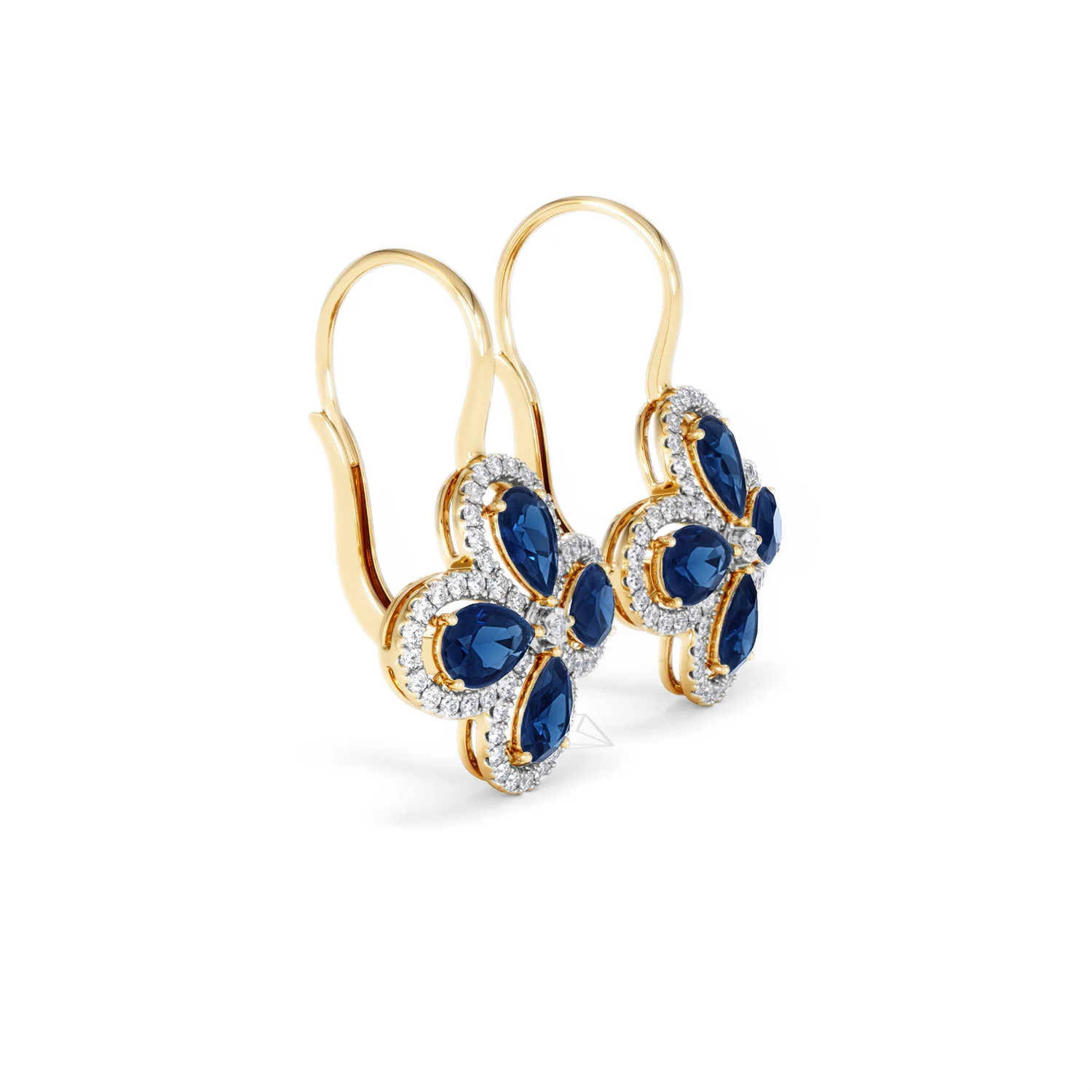 Bloom 4.75ct Lab Sapphire and Lab Diamond Earrings in 18K Yellow Gold - Image 22