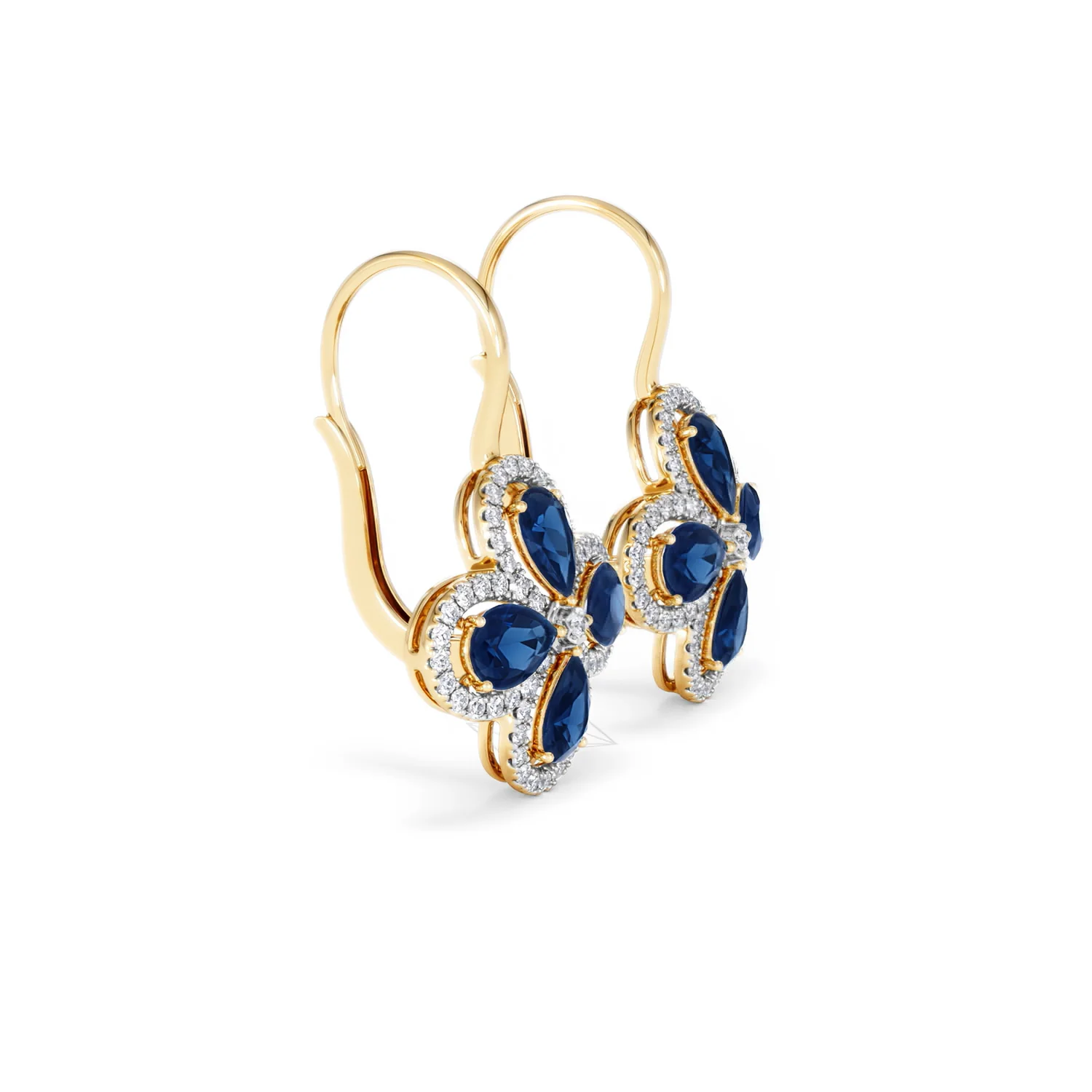 Bloom 4.75ct Lab Sapphire and Lab Diamond Earrings in 18K Yellow Gold - Image 23