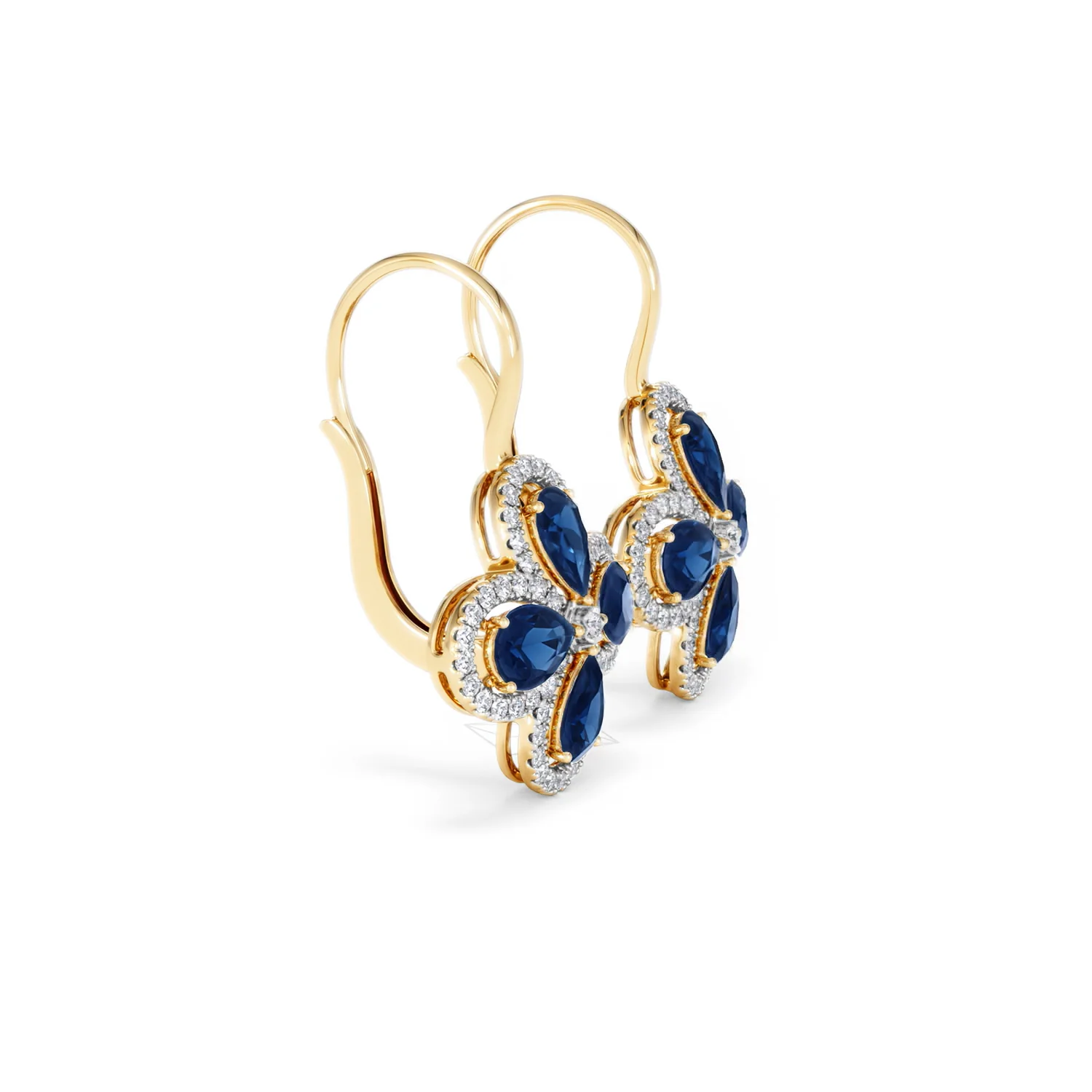Bloom 4.75ct Lab Sapphire and Lab Diamond Earrings in 18K Yellow Gold - Image 24