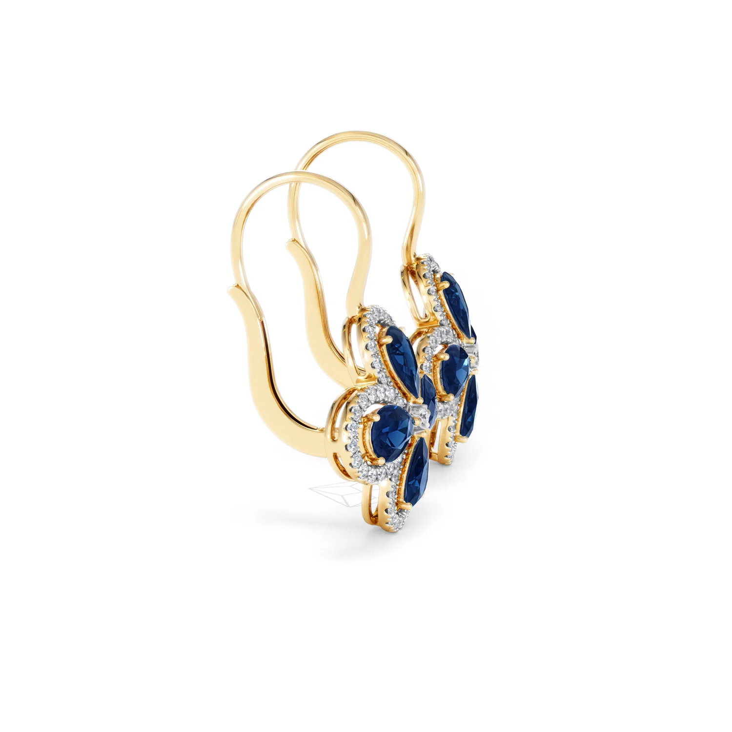 Bloom 4.75ct Lab Sapphire and Lab Diamond Earrings in 18K Yellow Gold - Image 26