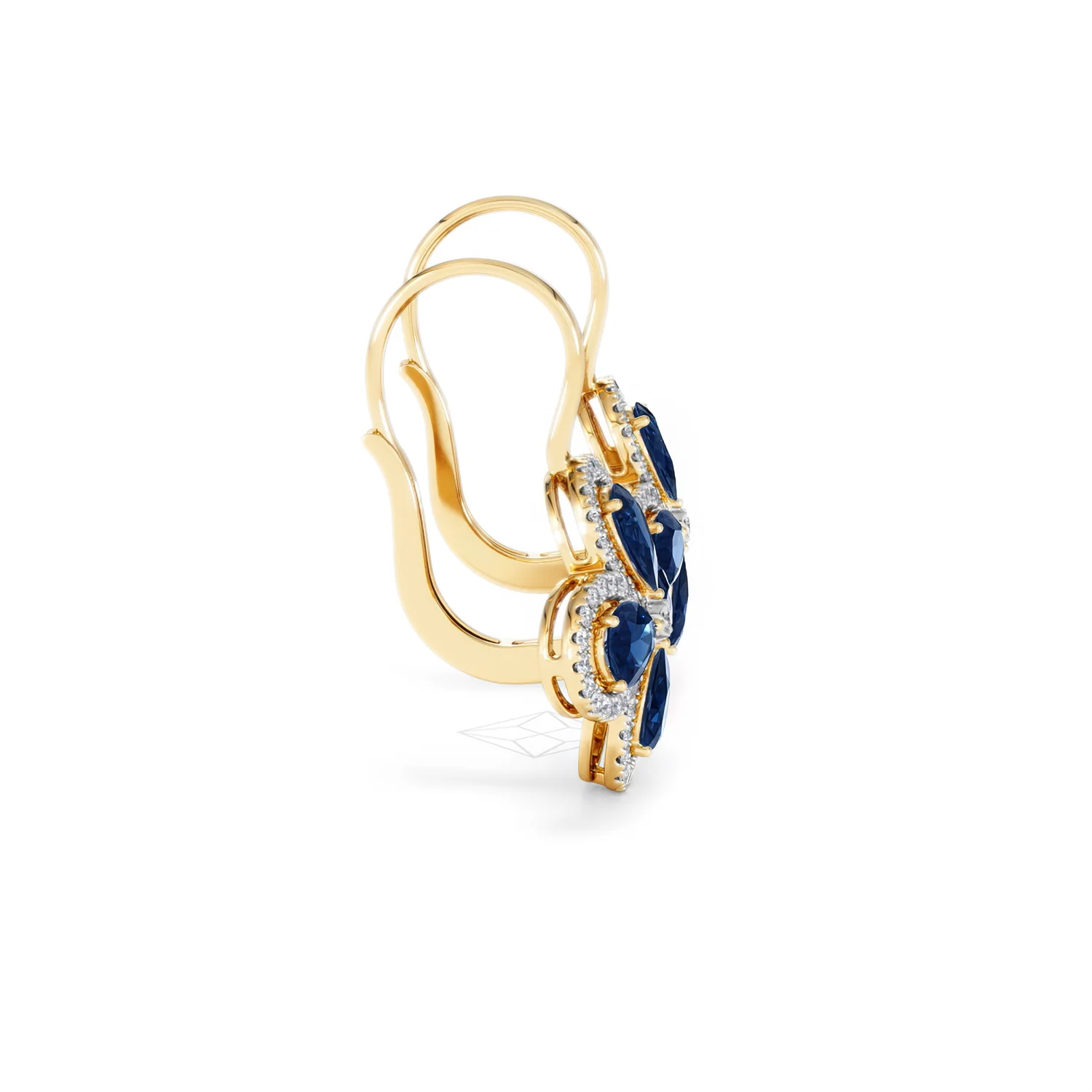 Bloom 4.75ct Lab Sapphire and Lab Diamond Earrings in 18K Yellow Gold - Image 28