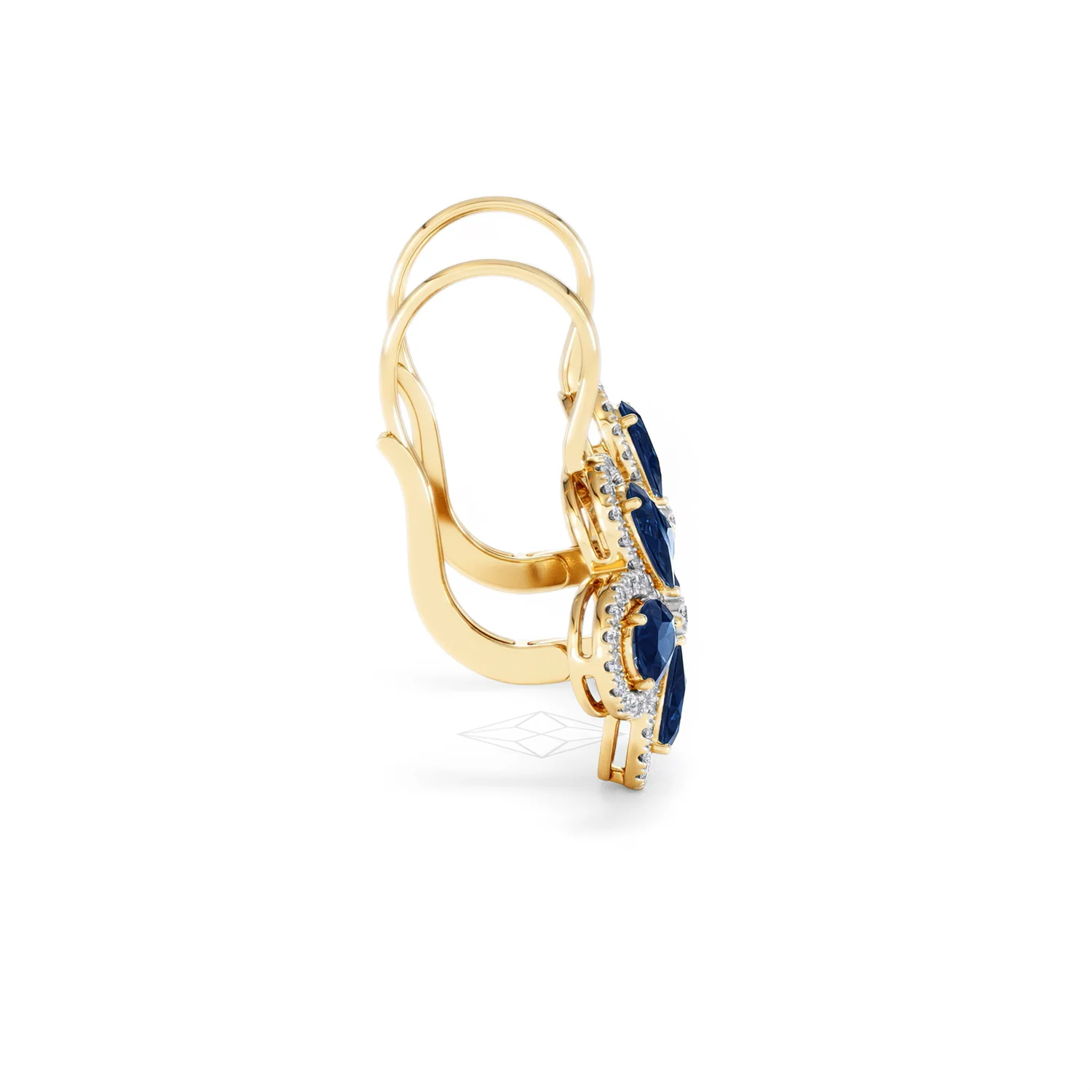 Bloom 4.75ct Lab Sapphire and Lab Diamond Earrings in 18K Yellow Gold - Image 29
