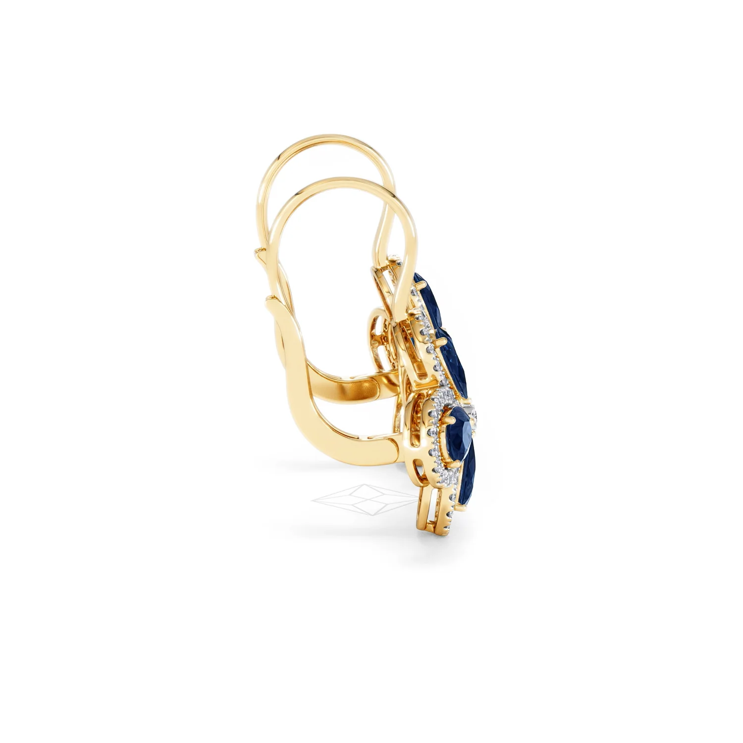 Bloom 4.75ct Lab Sapphire and Lab Diamond Earrings in 18K Yellow Gold - Image 30