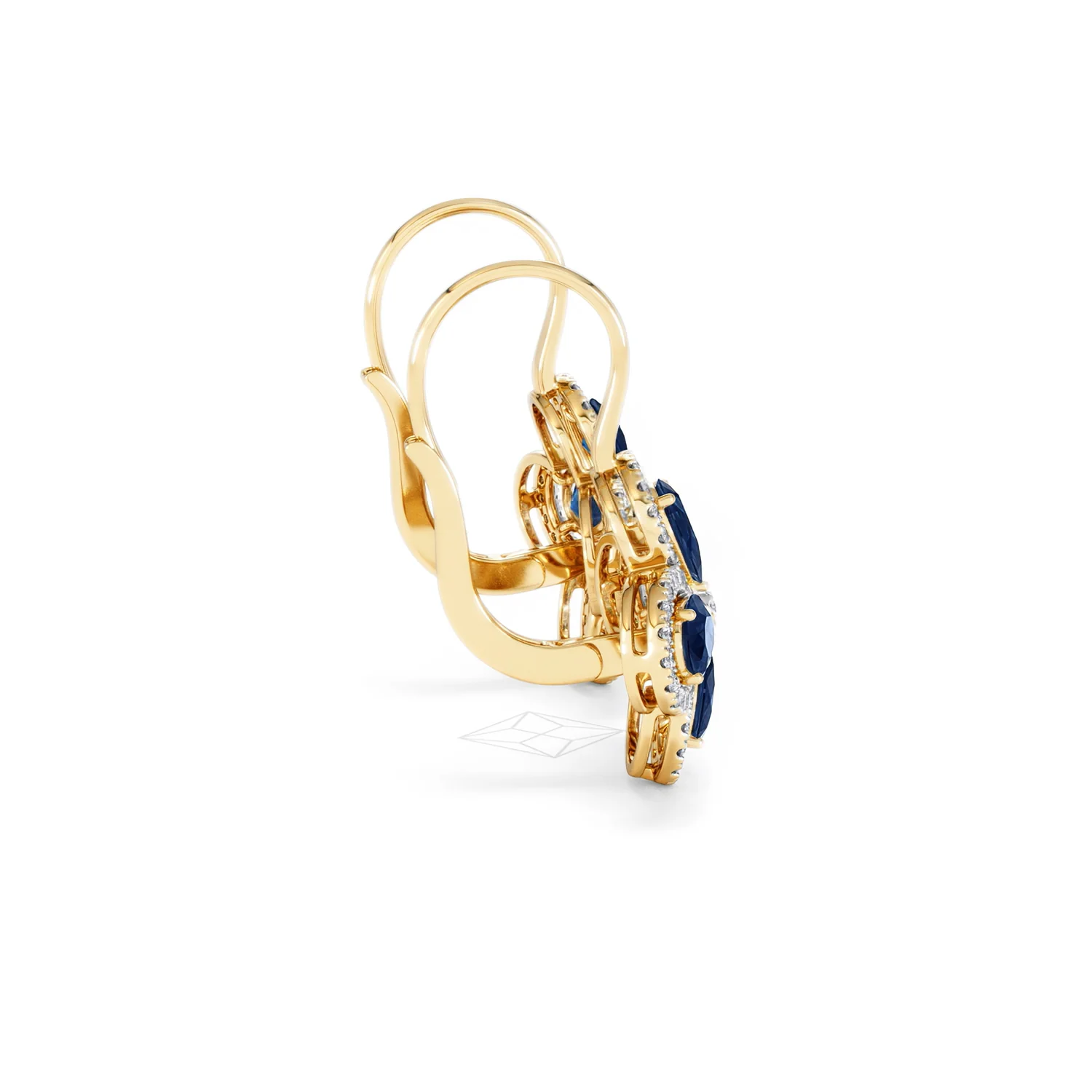 Bloom 4.75ct Lab Sapphire and Lab Diamond Earrings in 18K Yellow Gold - Image 31