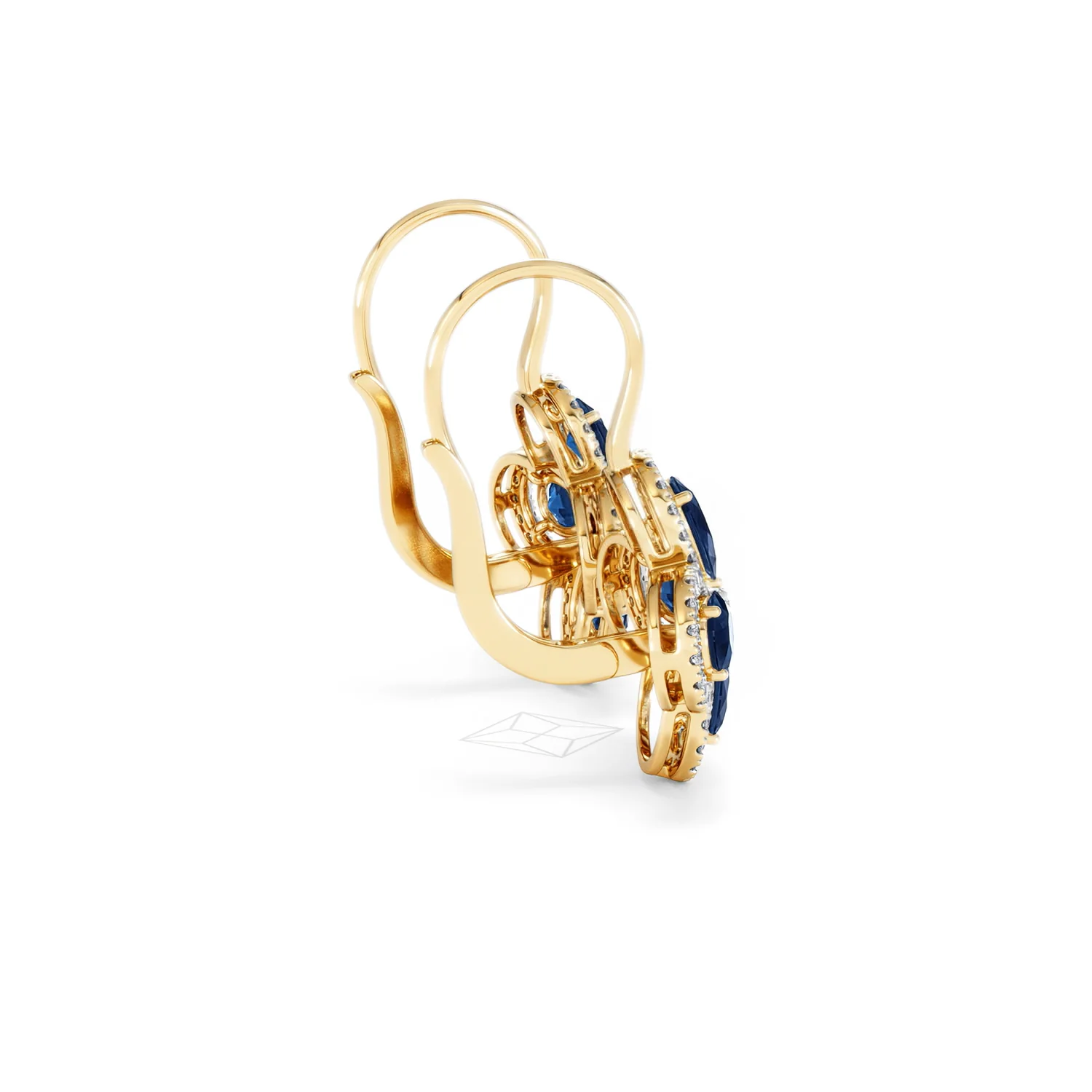 Bloom 4.75ct Lab Sapphire and Lab Diamond Earrings in 18K Yellow Gold - Image 32