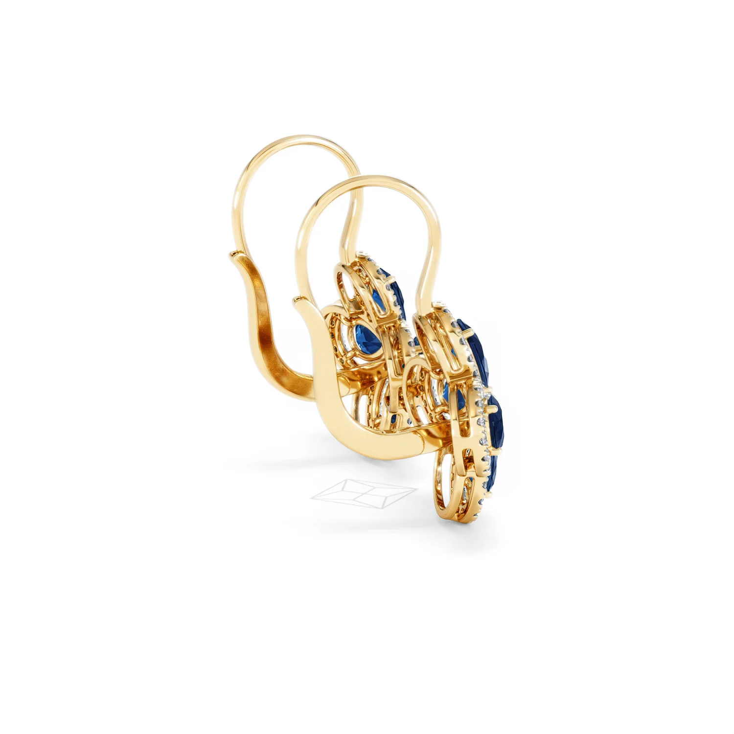 Bloom 4.75ct Lab Sapphire and Lab Diamond Earrings in 18K Yellow Gold - Image 33