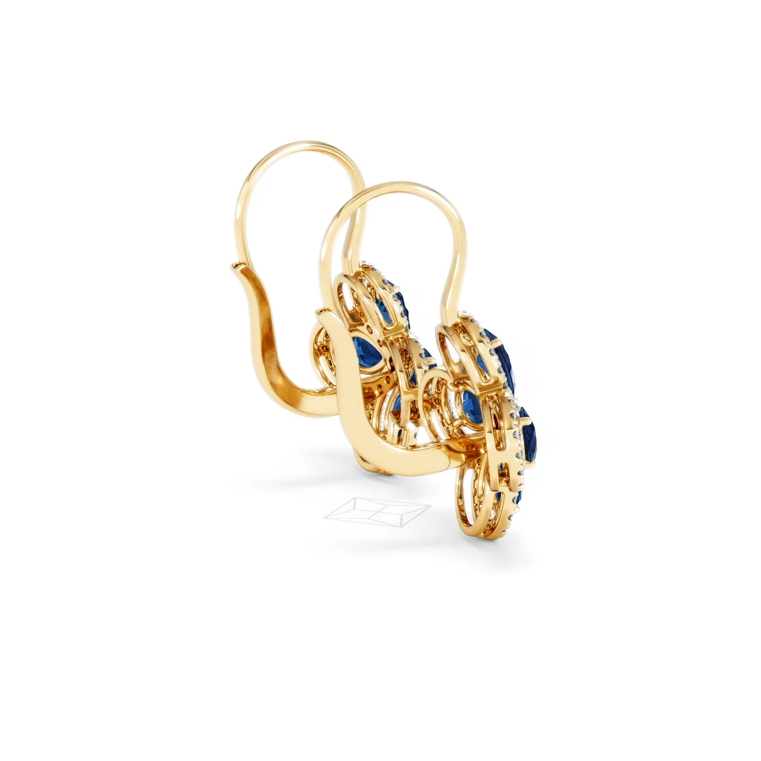 Bloom 4.75ct Lab Sapphire and Lab Diamond Earrings in 18K Yellow Gold - Image 34