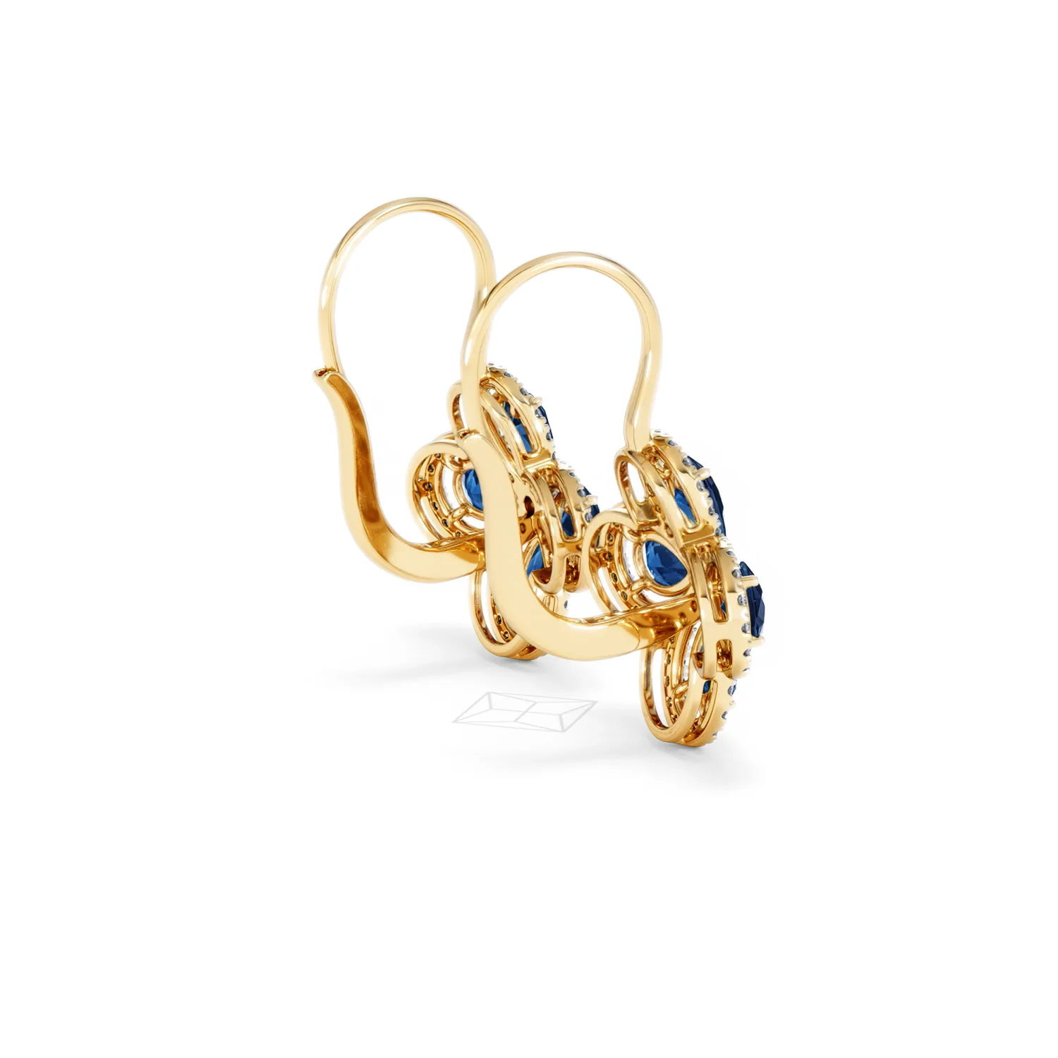 Bloom 4.75ct Lab Sapphire and Lab Diamond Earrings in 18K Yellow Gold - Image 35