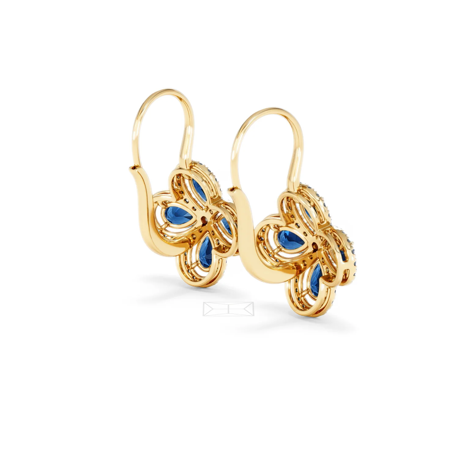 Bloom 4.75ct Lab Sapphire and Lab Diamond Earrings in 18K Yellow Gold - Image 39
