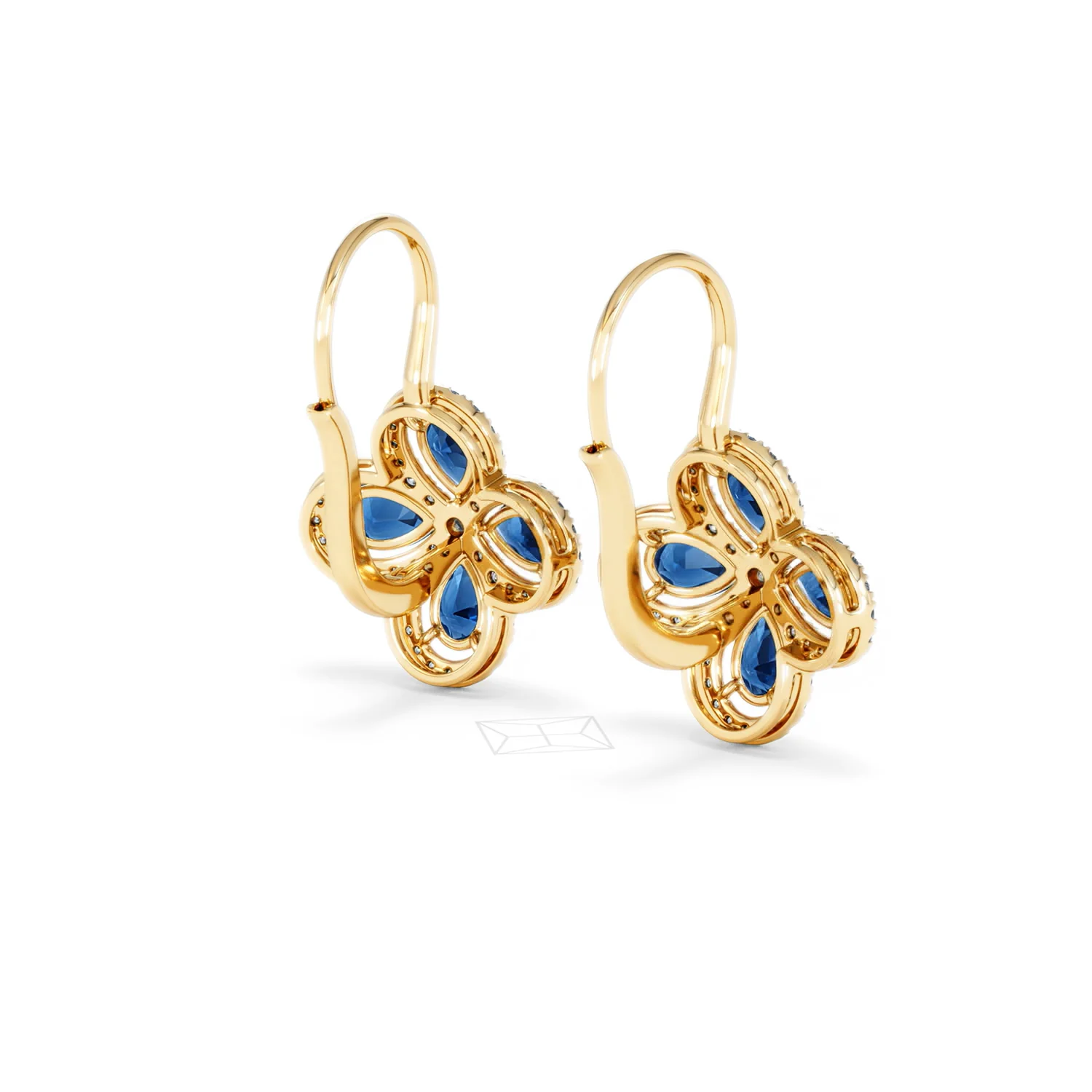 Bloom 4.75ct Lab Sapphire and Lab Diamond Earrings in 18K Yellow Gold - Image 41