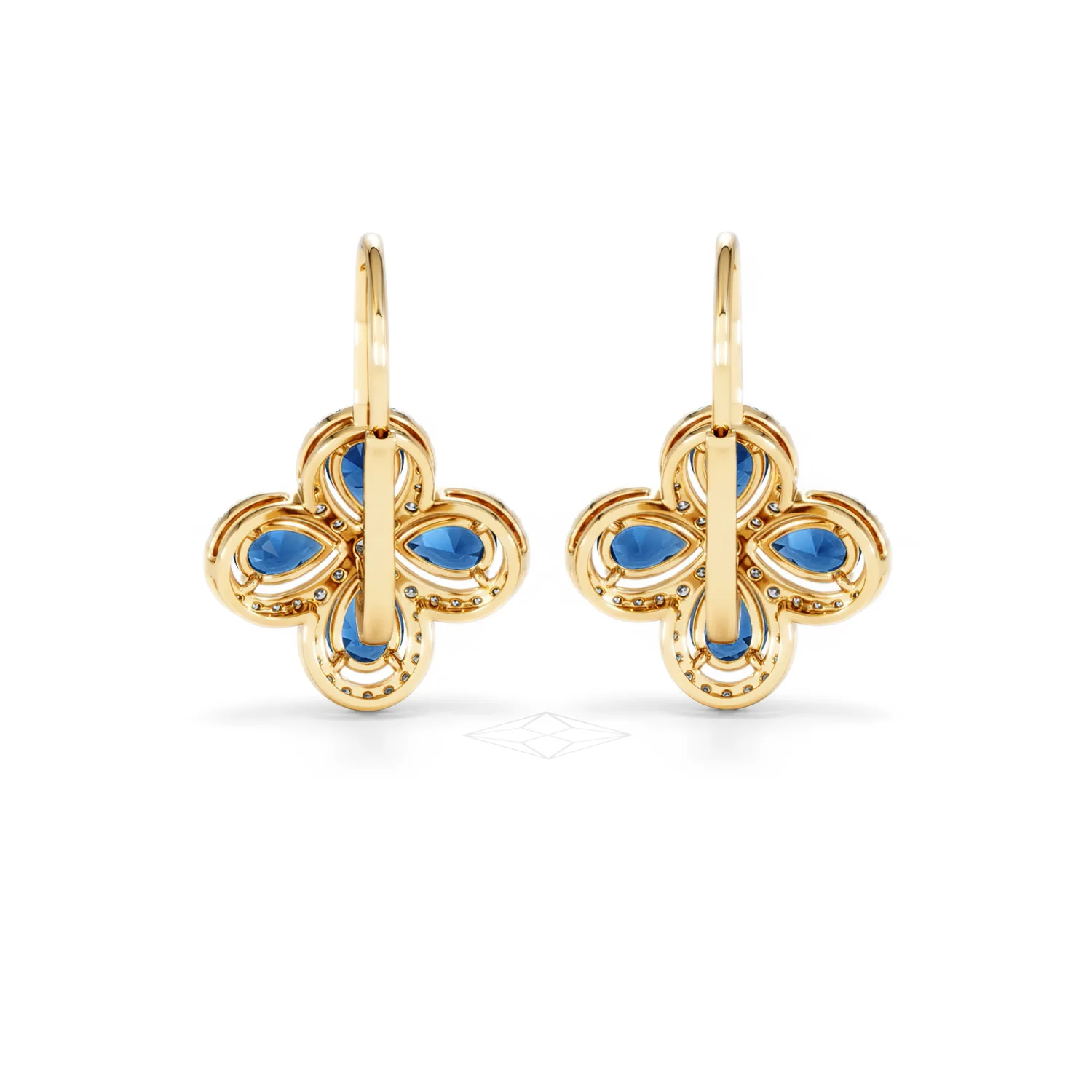 Bloom 4.75ct Lab Sapphire and Lab Diamond Earrings in 18K Yellow Gold - Image 49