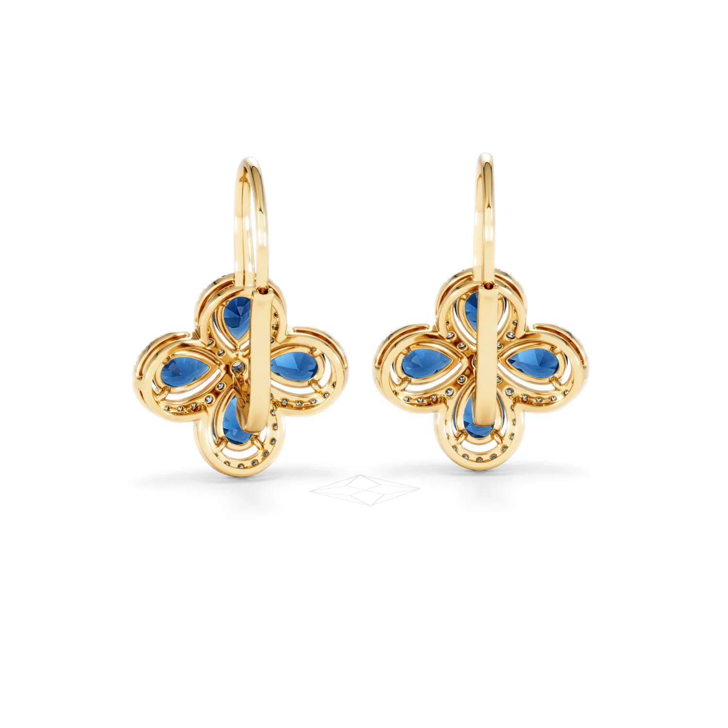 Bloom 4.75ct Lab Sapphire and Lab Diamond Earrings in 18K Yellow Gold - Image 50