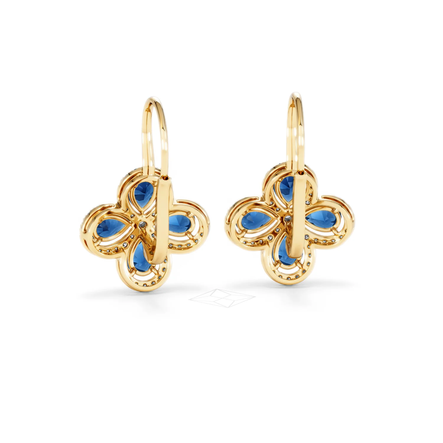 Bloom 4.75ct Lab Sapphire and Lab Diamond Earrings in 18K Yellow Gold - Image 51