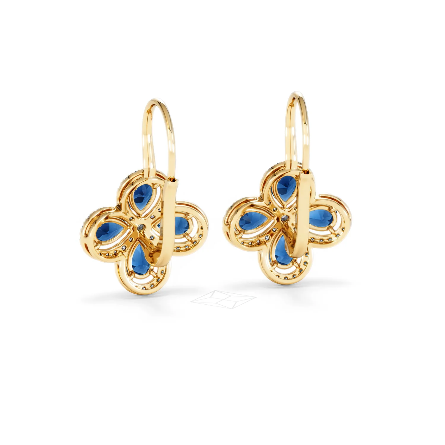 Bloom 4.75ct Lab Sapphire and Lab Diamond Earrings in 18K Yellow Gold - Image 52